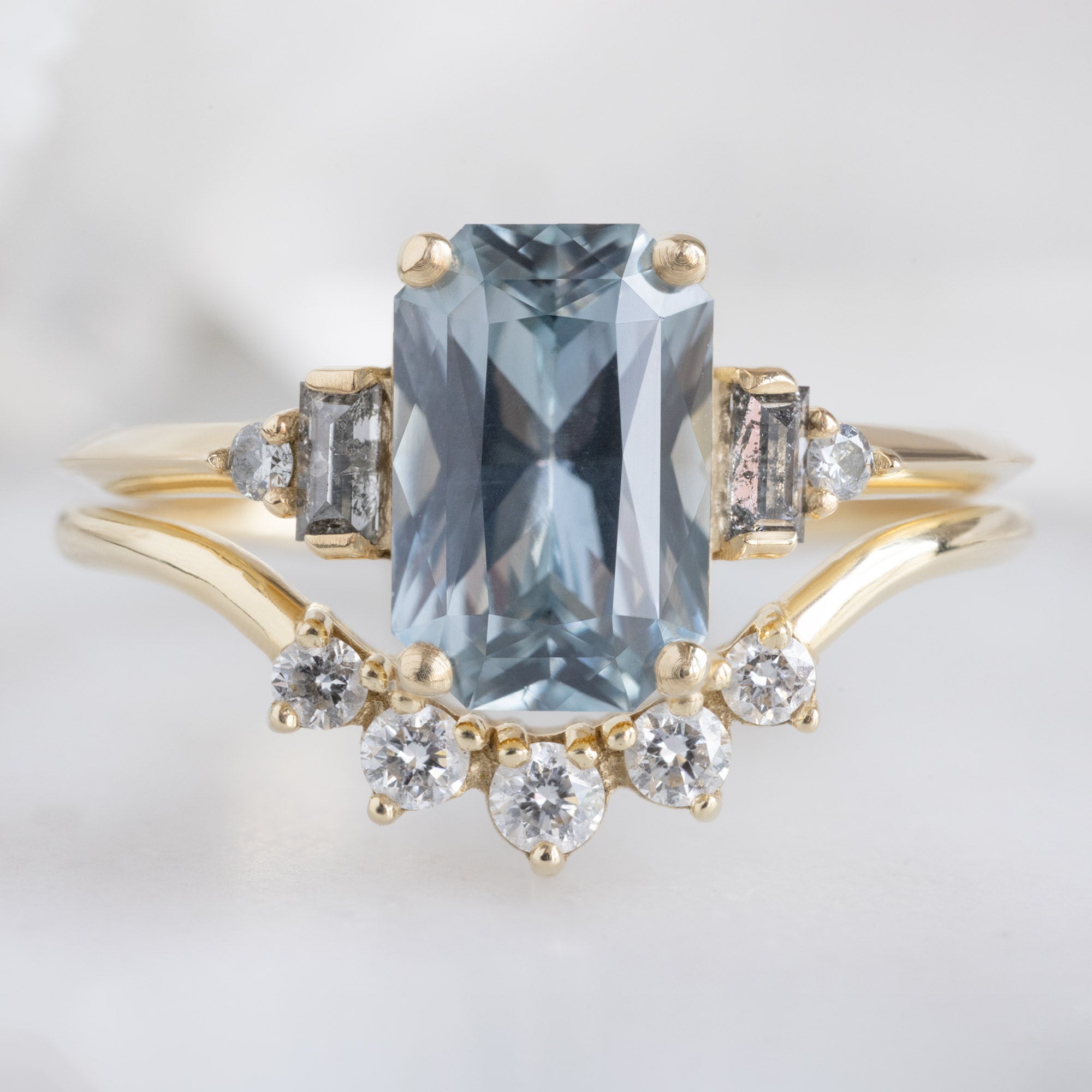 Alexis Russell  Engagement Rings The Primrose Ring | 2.00ct Emerald-Cut Blue Sapphire in 14K Yellow Gold