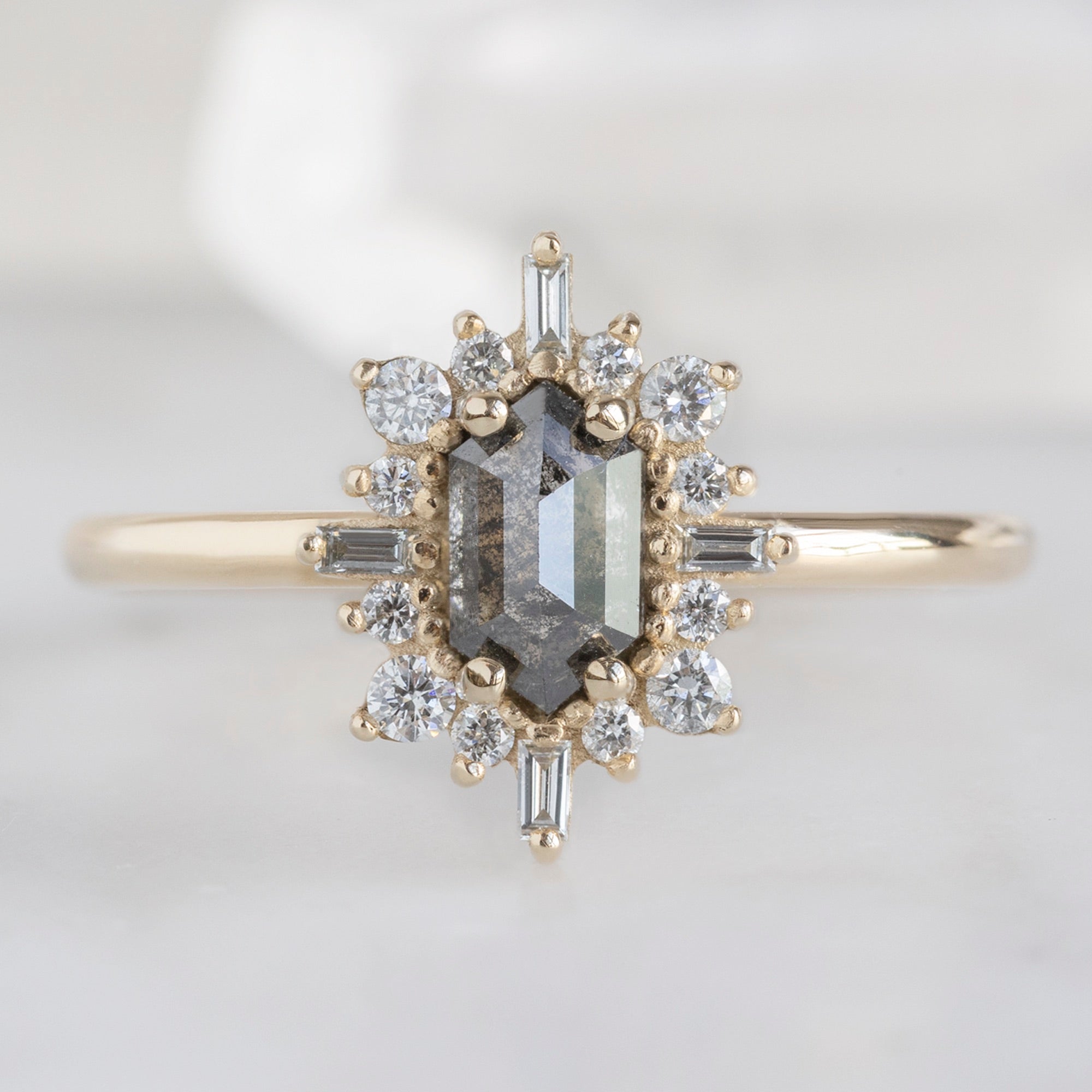 Alexis Russell  Engagement Rings The Compass Ring | Build Your Own Hexagon Salt and Pepper Diamond Engagement Ring