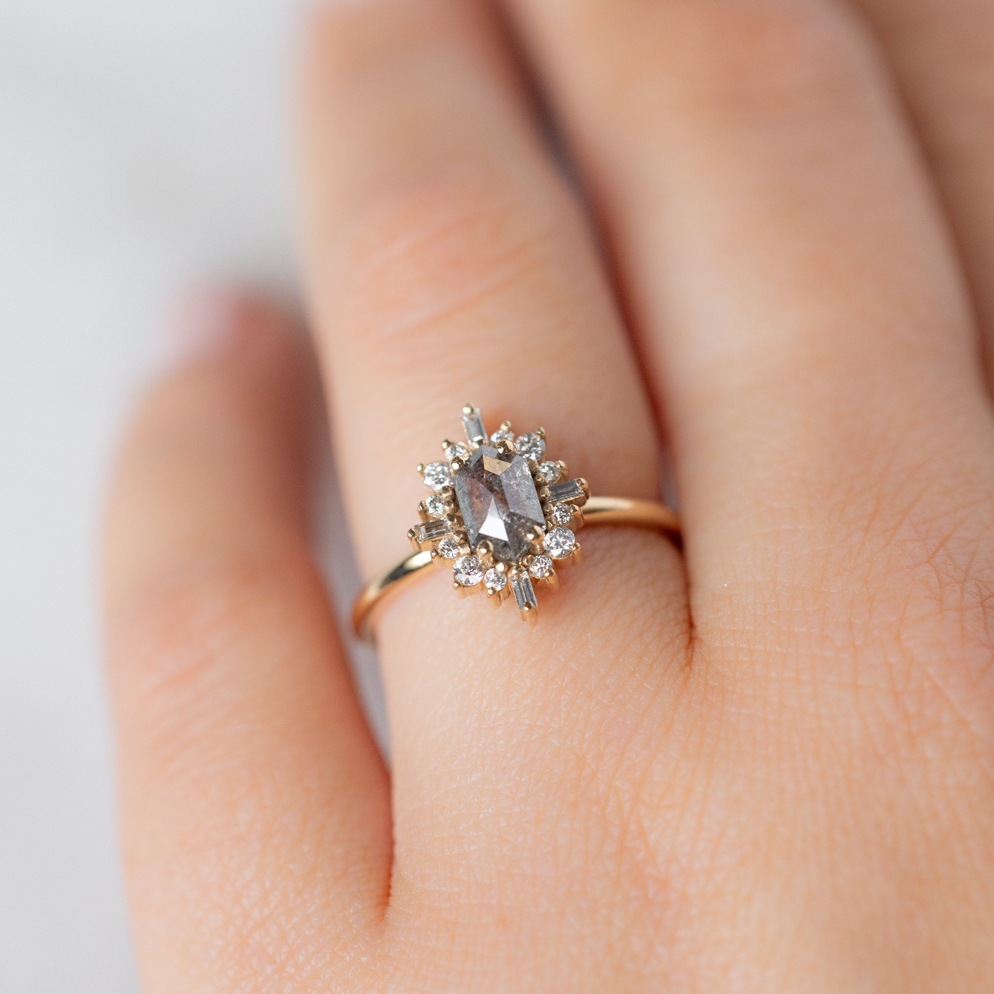 Alexis Russell  Engagement Rings The Compass Ring | Build Your Own Hexagon Salt and Pepper Diamond Engagement Ring