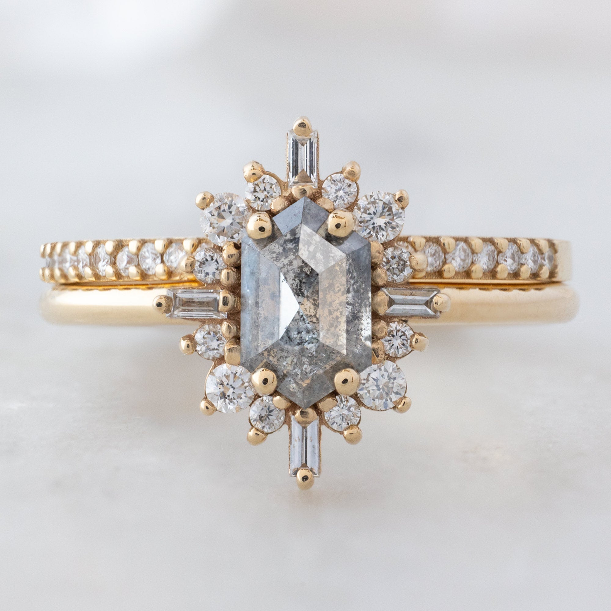 Alexis Russell  Engagement Rings The Compass Ring | Build Your Own Hexagon Salt and Pepper Diamond Engagement Ring