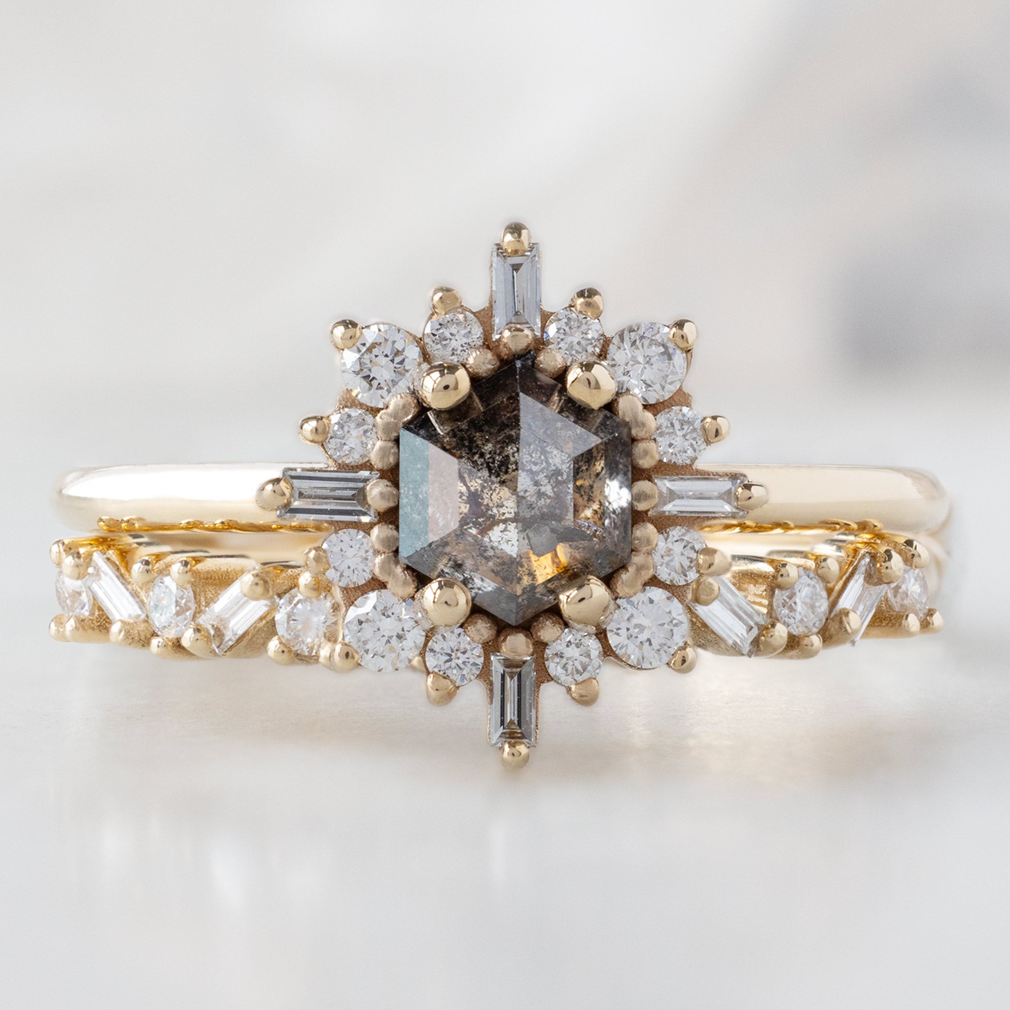 Alexis Russell  Engagement Rings The Compass Ring | Build Your Own Hexagon Salt and Pepper Diamond Engagement Ring