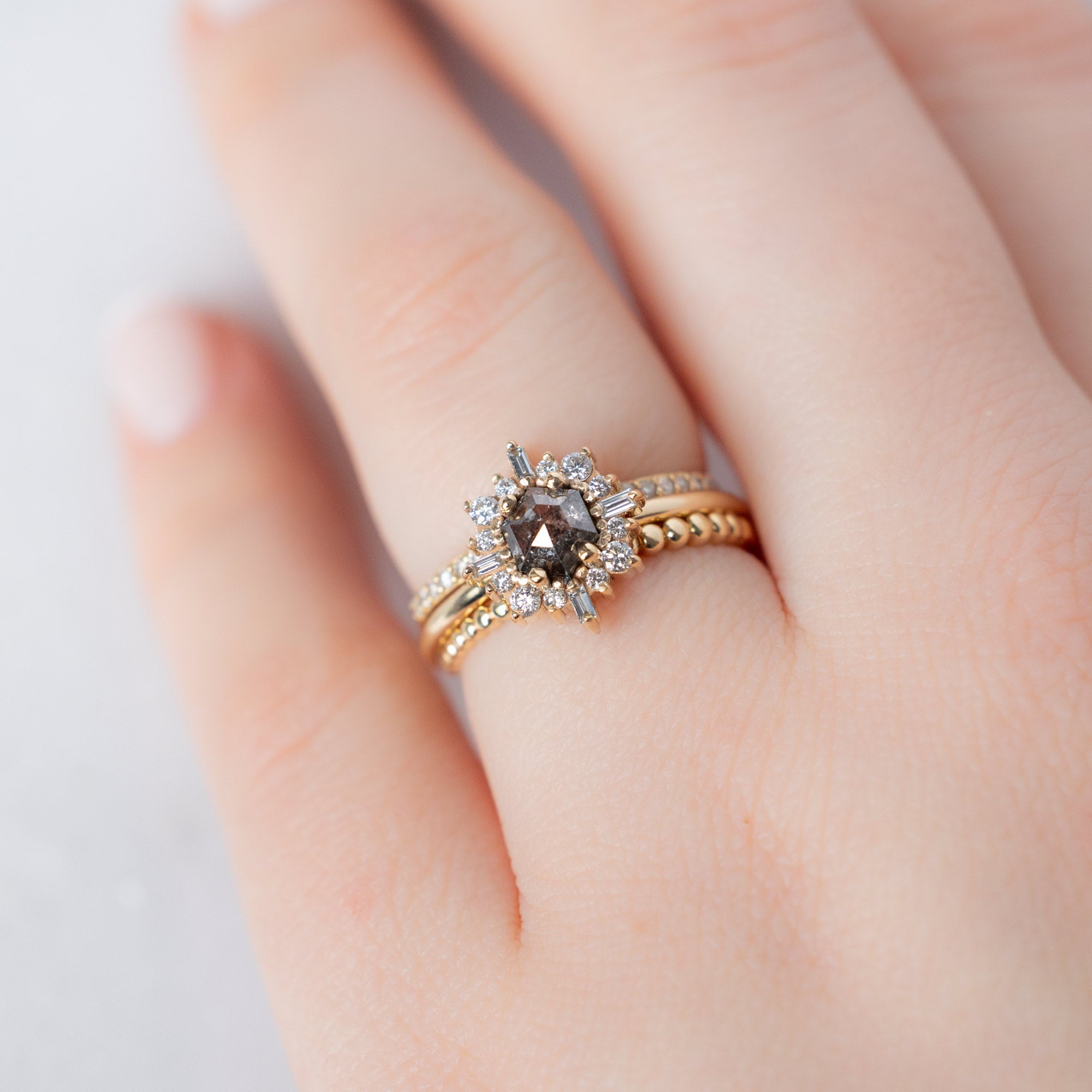 Alexis Russell  Engagement Rings The Compass Ring | Build Your Own Hexagon Salt and Pepper Diamond Engagement Ring