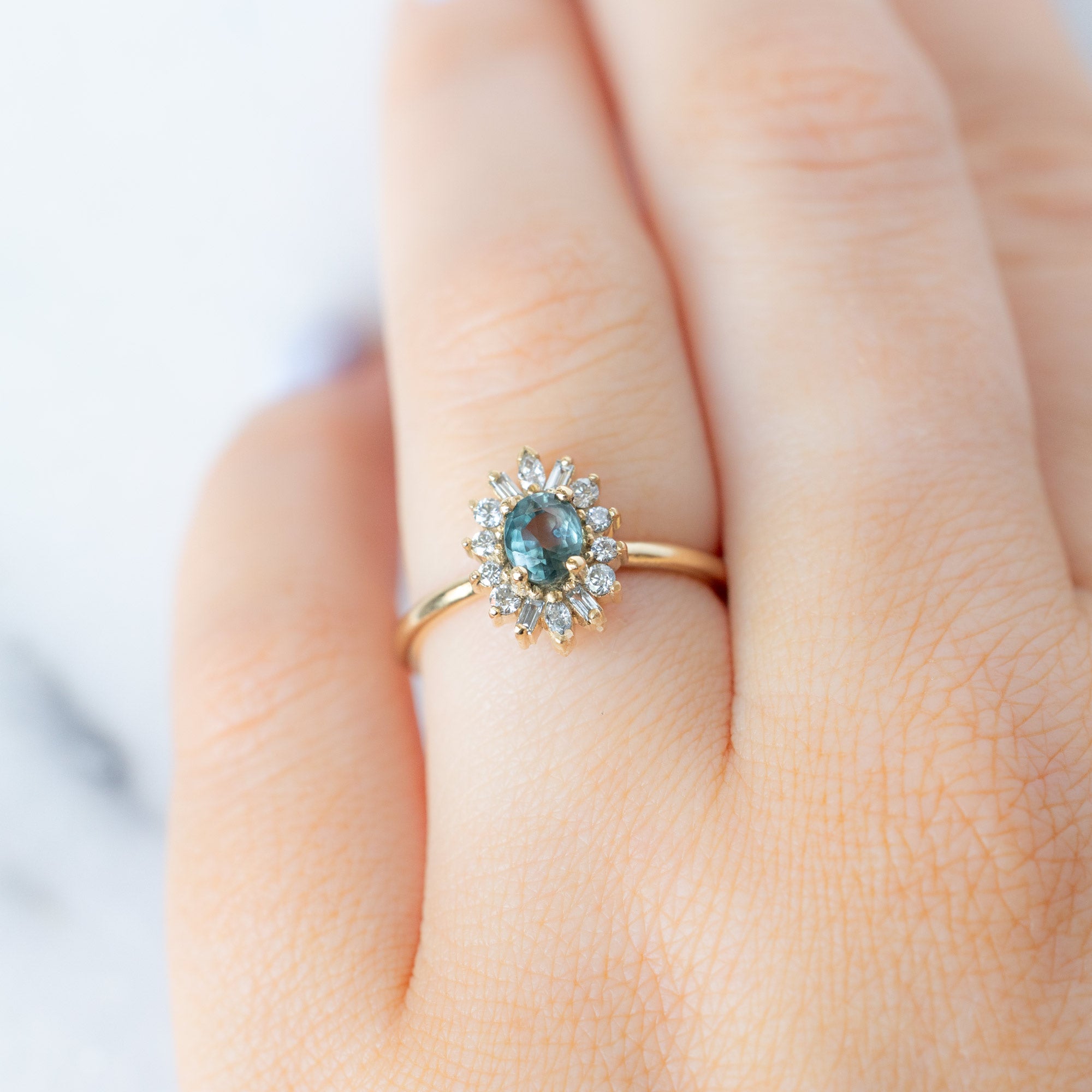 Alexis Russell  Engagement Rings The Camellia Ring | Build Your Own Oval Blue Sapphire Diamond Engagement Ring