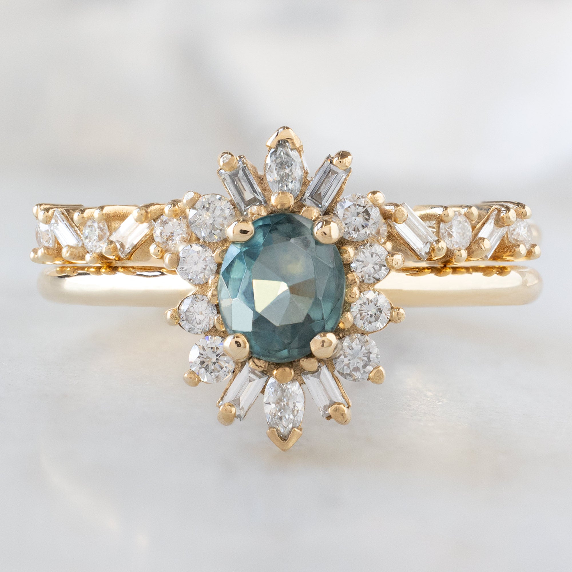 Alexis Russell  Engagement Rings The Camellia Ring | Build Your Own Oval Blue Sapphire Diamond Engagement Ring