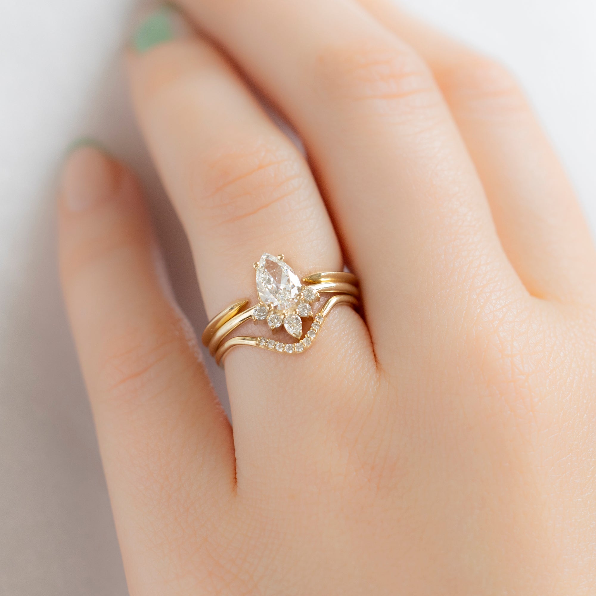 Alexis Russell  Engagement Rings The Aster Ring | 0.82ct Pear Natural White Diamond in 14K Yellow Gold