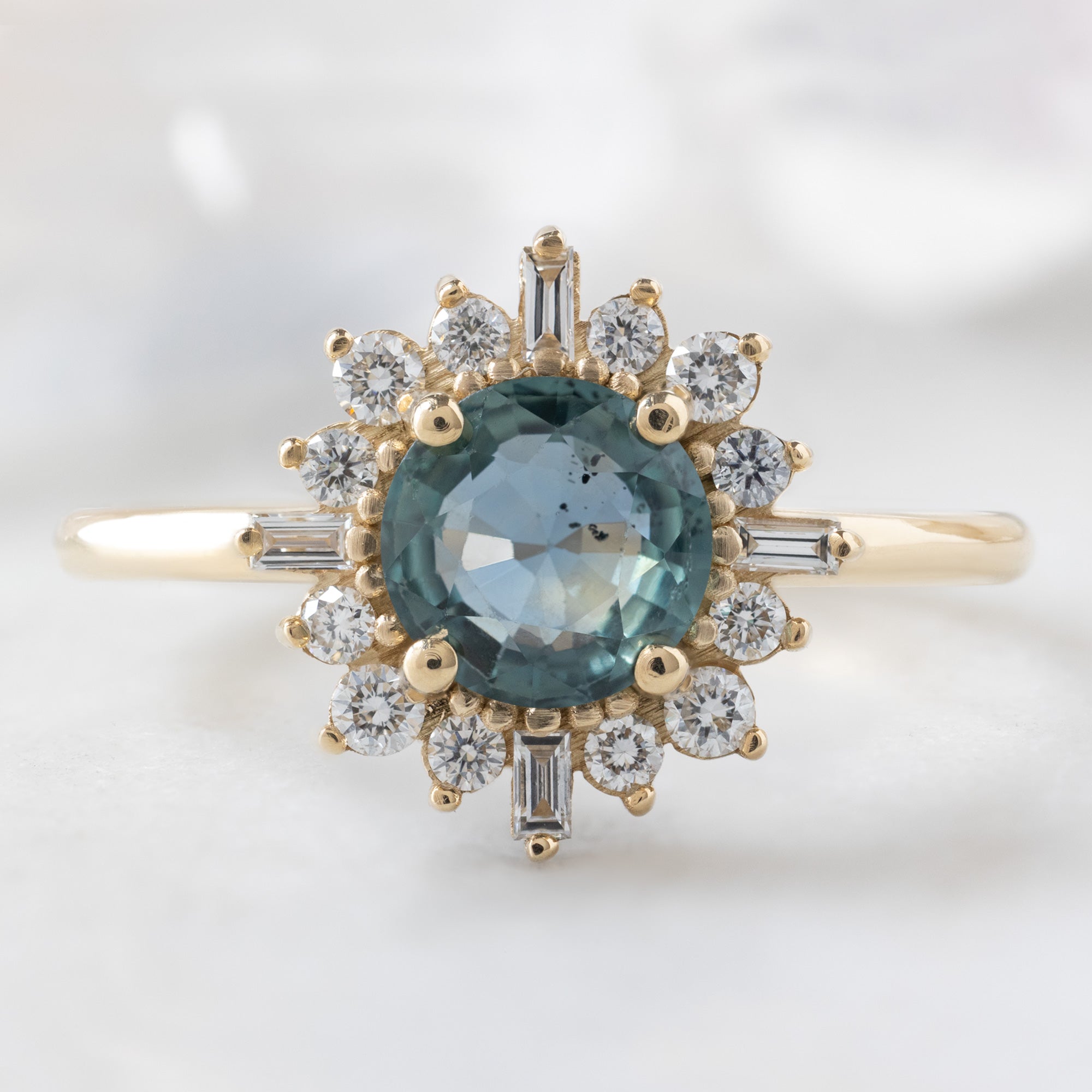 Alexis Russell  Engagement Rings The Compass Ring | 0.98ct Round Blue Sapphire in 14K Yellow Gold