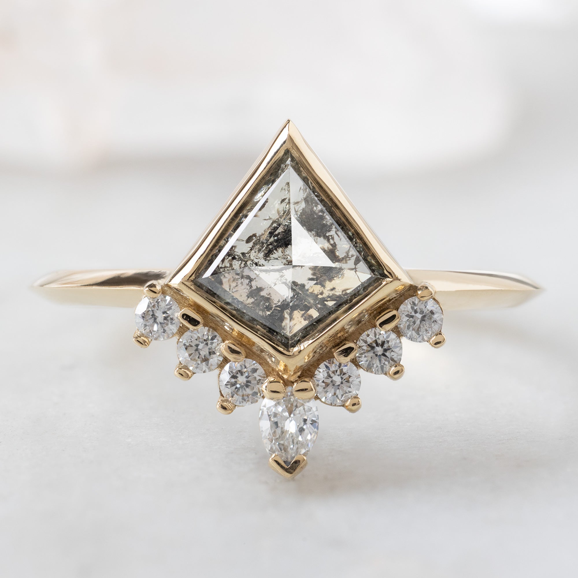 Alexis Russell  Engagement Rings The Aster Ring | 0.82ct Kite Salt and Pepper Diamond in 14K Yellow Gold