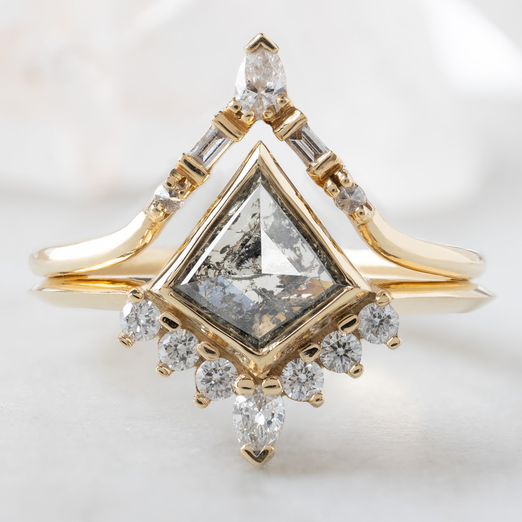 Alexis Russell  Engagement Rings The Aster Ring | 0.82ct Kite Salt and Pepper Diamond in 14K Yellow Gold