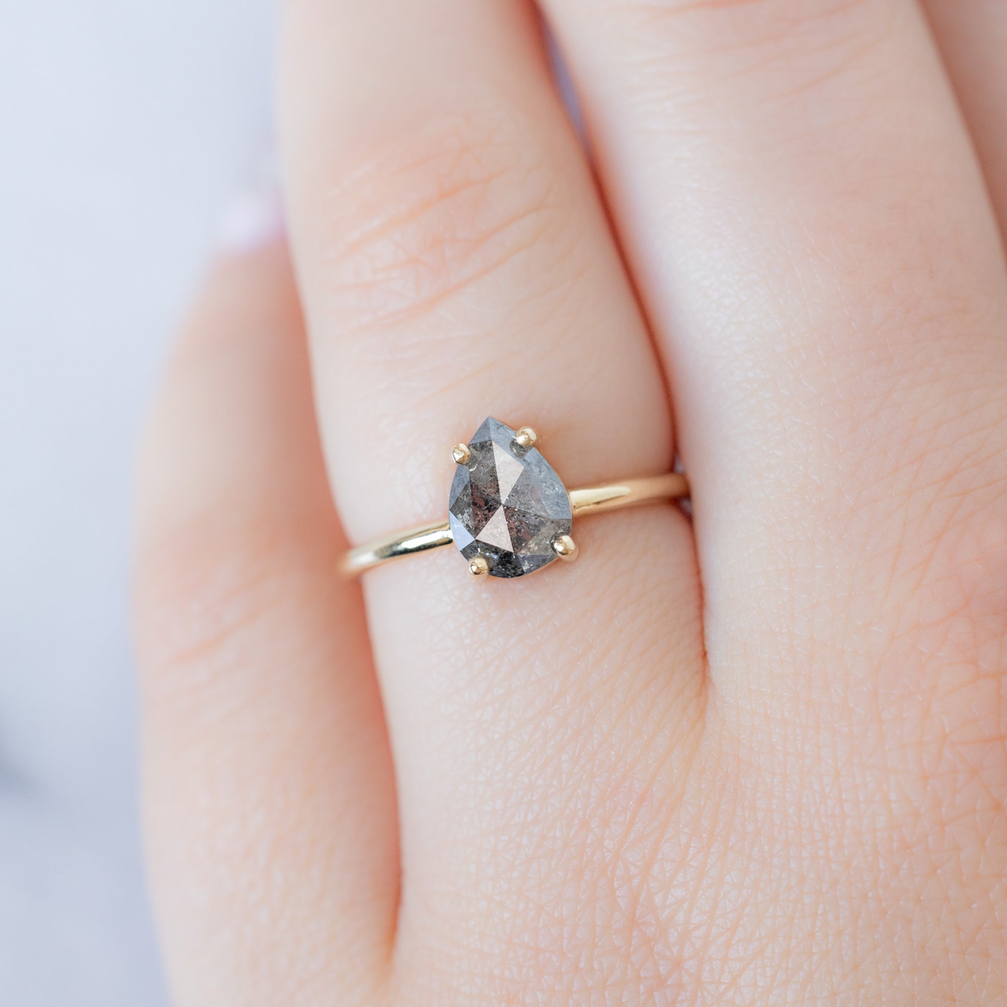 Alexis Russell  Engagement Rings The Bryn Ring | 1.25ct Pear Salt and Pepper Diamond in 14K Yellow Gold