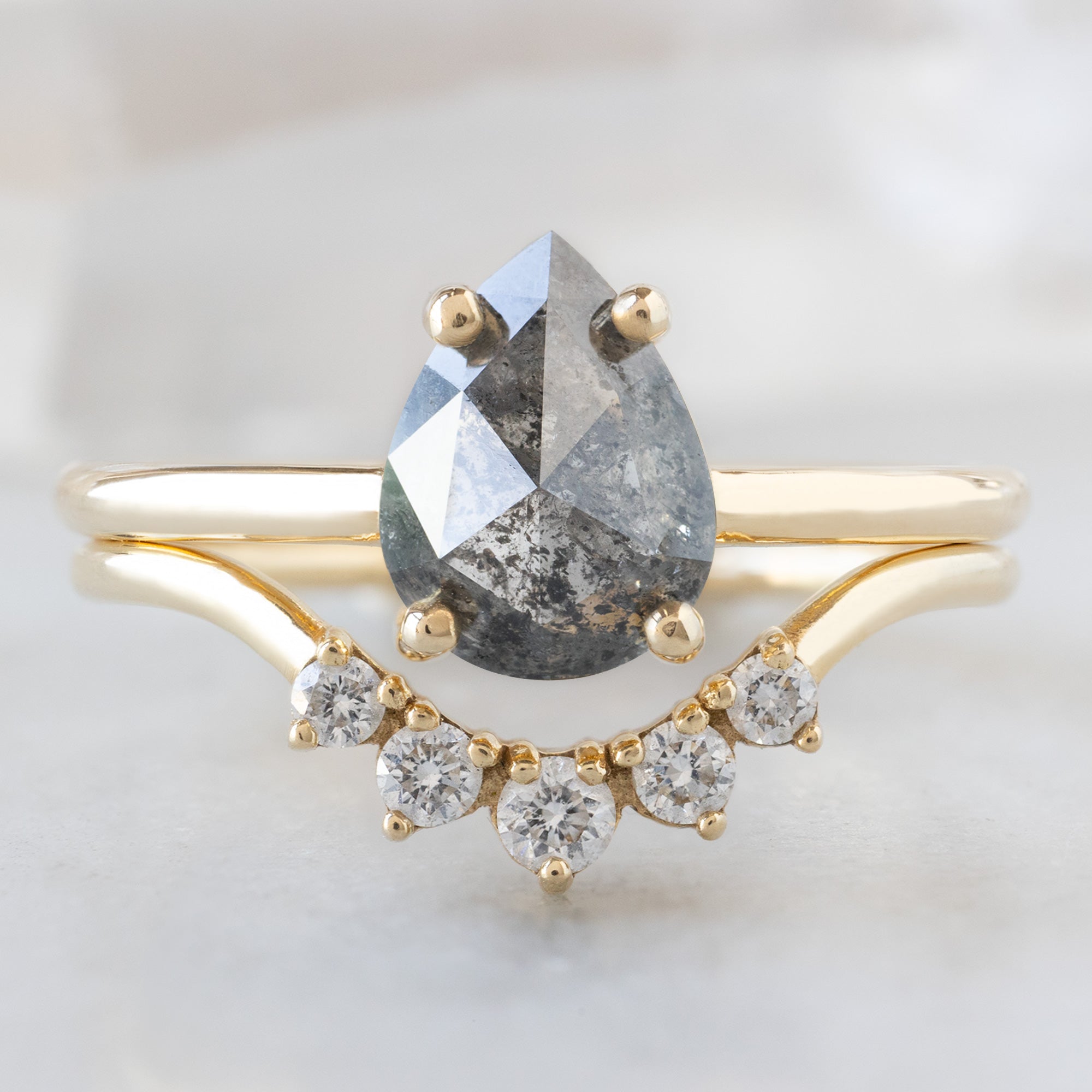 Alexis Russell  Engagement Rings The Bryn Ring | 1.25ct Pear Salt and Pepper Diamond in 14K Yellow Gold