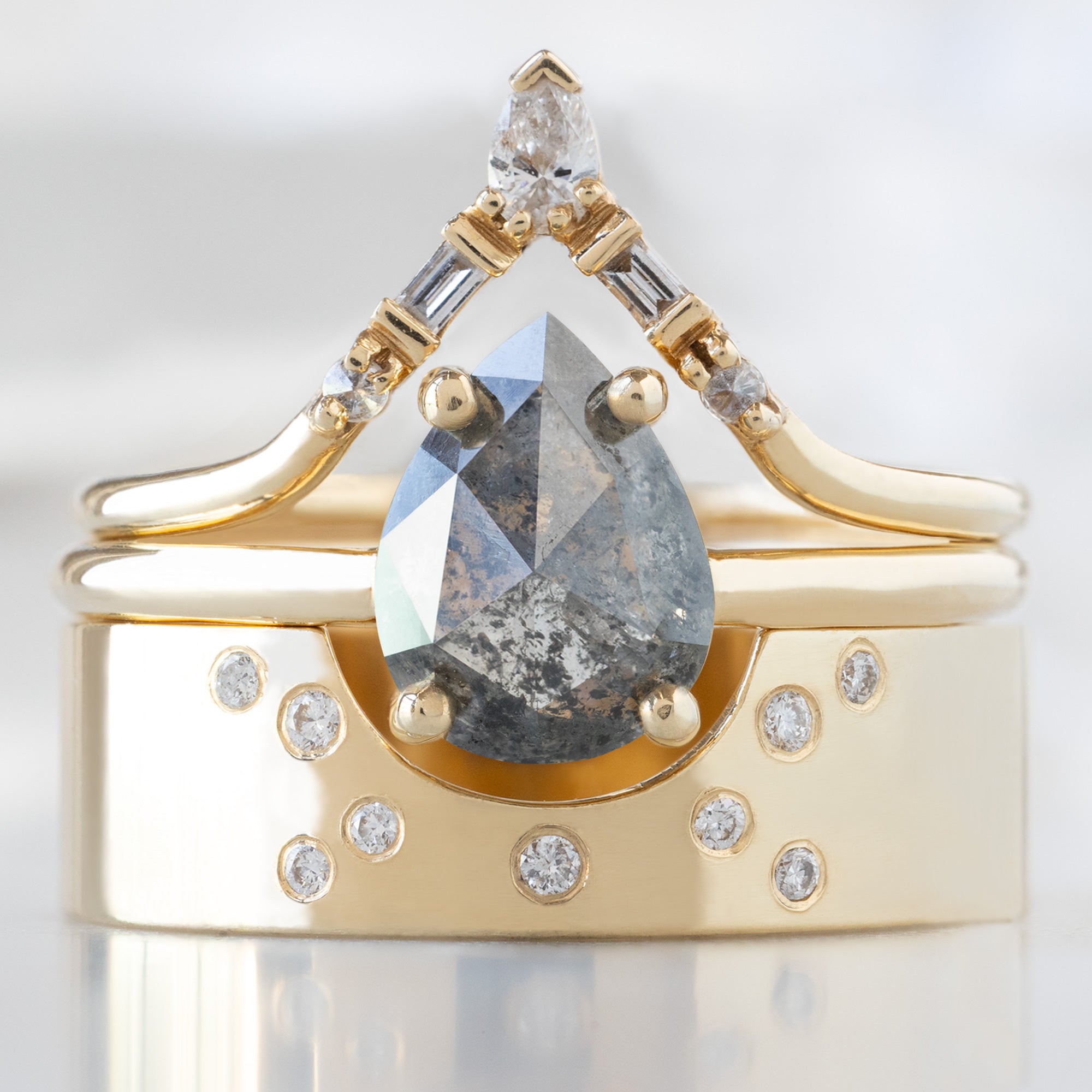 Alexis Russell  Engagement Rings The Bryn Ring | 1.25ct Pear Salt and Pepper Diamond in 14K Yellow Gold