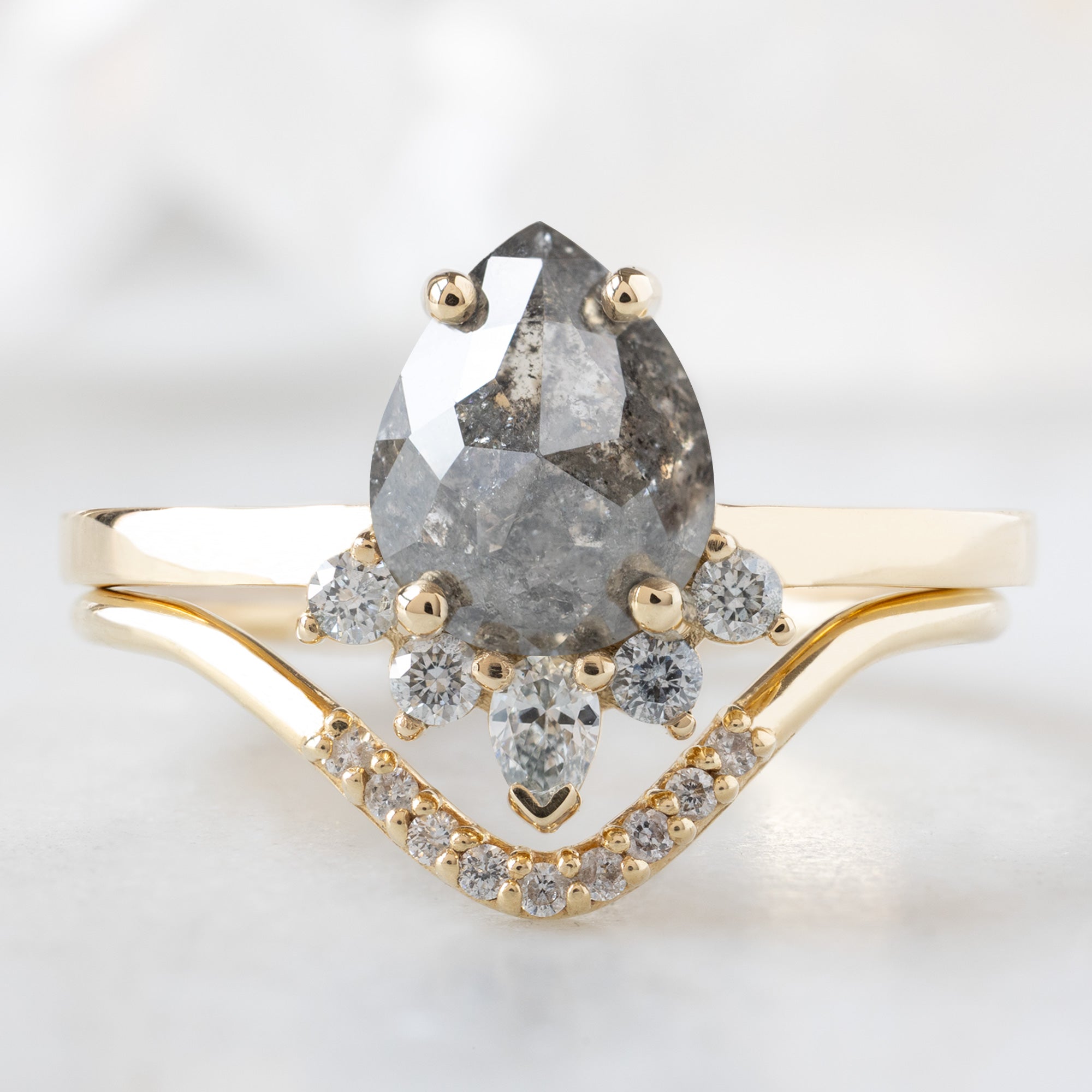 Alexis Russell  Engagement Rings The Aster Ring | 1.31ct Pear Salt and Pepper Diamond in 14K Yellow Gold