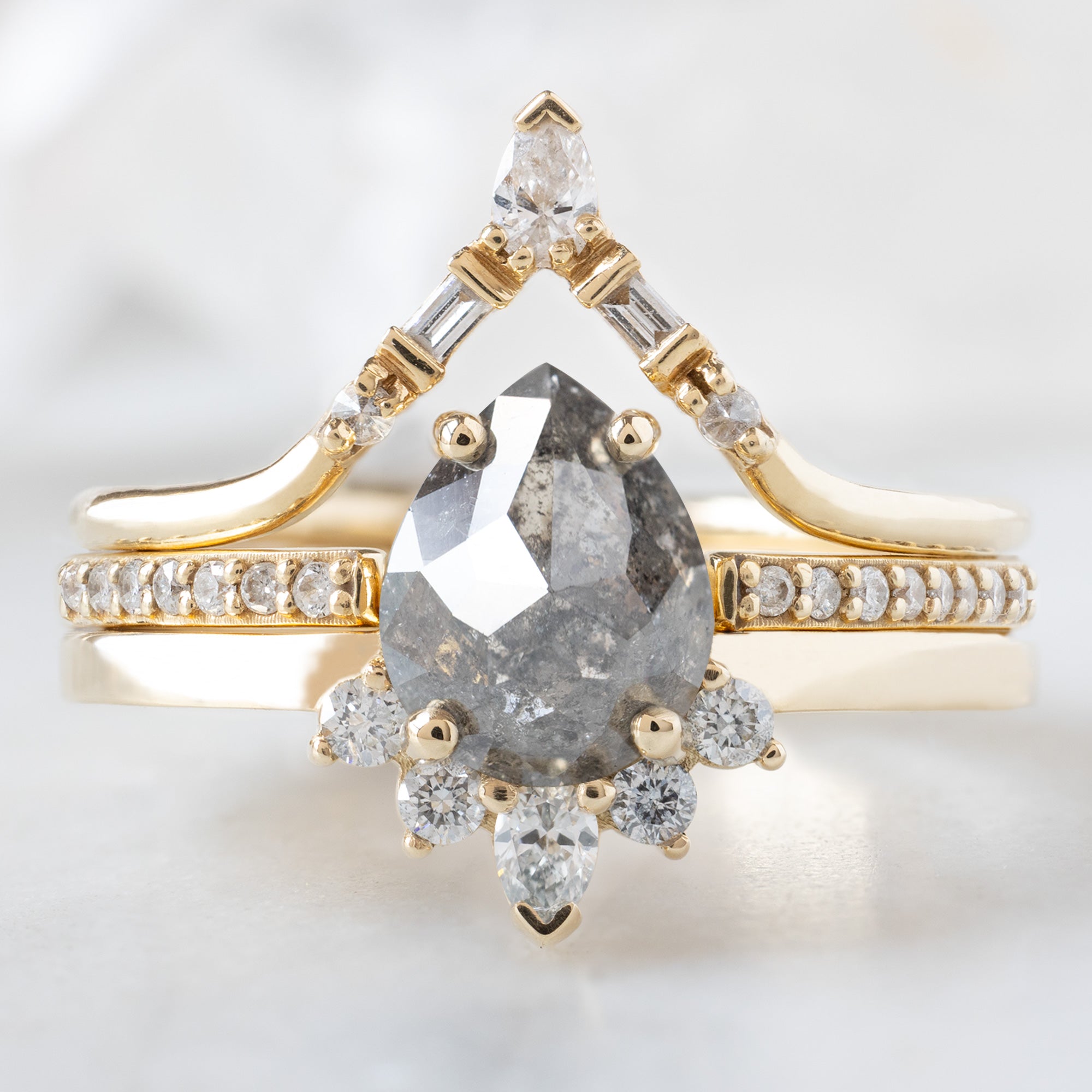 Alexis Russell  Engagement Rings The Aster Ring | 1.31ct Pear Salt and Pepper Diamond in 14K Yellow Gold