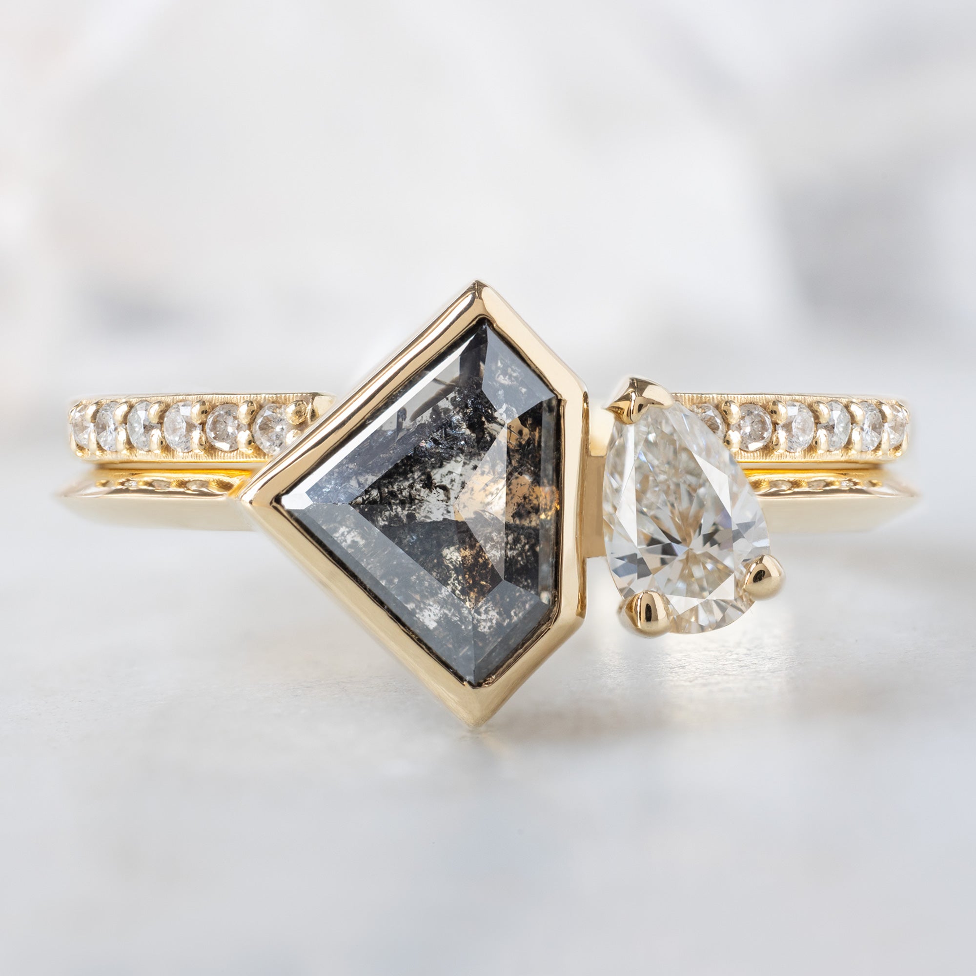 Alexis Russell  Engagement Rings The You and Me Ring | 1.18ct Shield Salt and Pepper Diamond in 14K Yellow Gold
