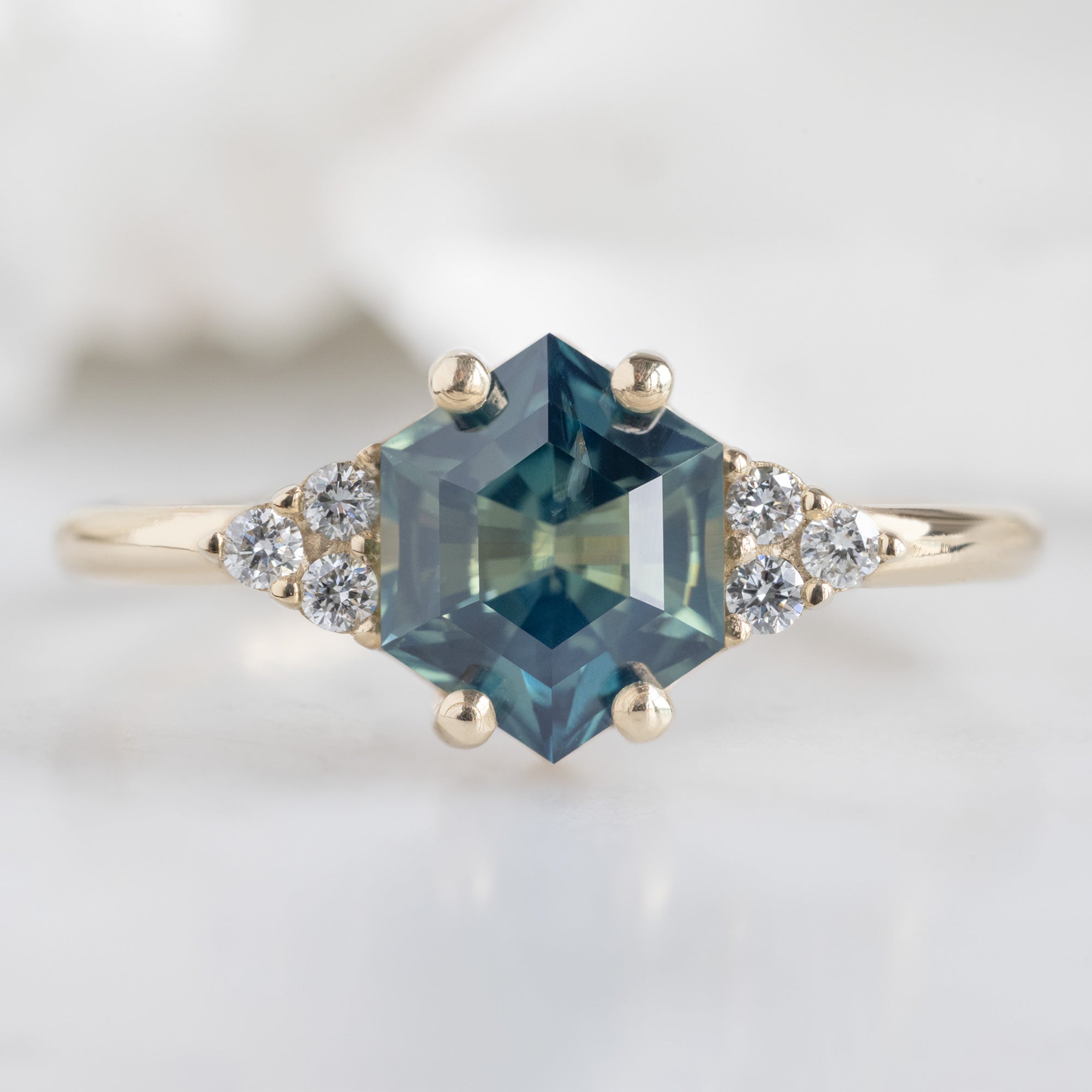 Alexis Russell  Engagement Rings The Ivy Ring | 1.37ct Hexagon Parti Sapphire in 14K Yellow Gold