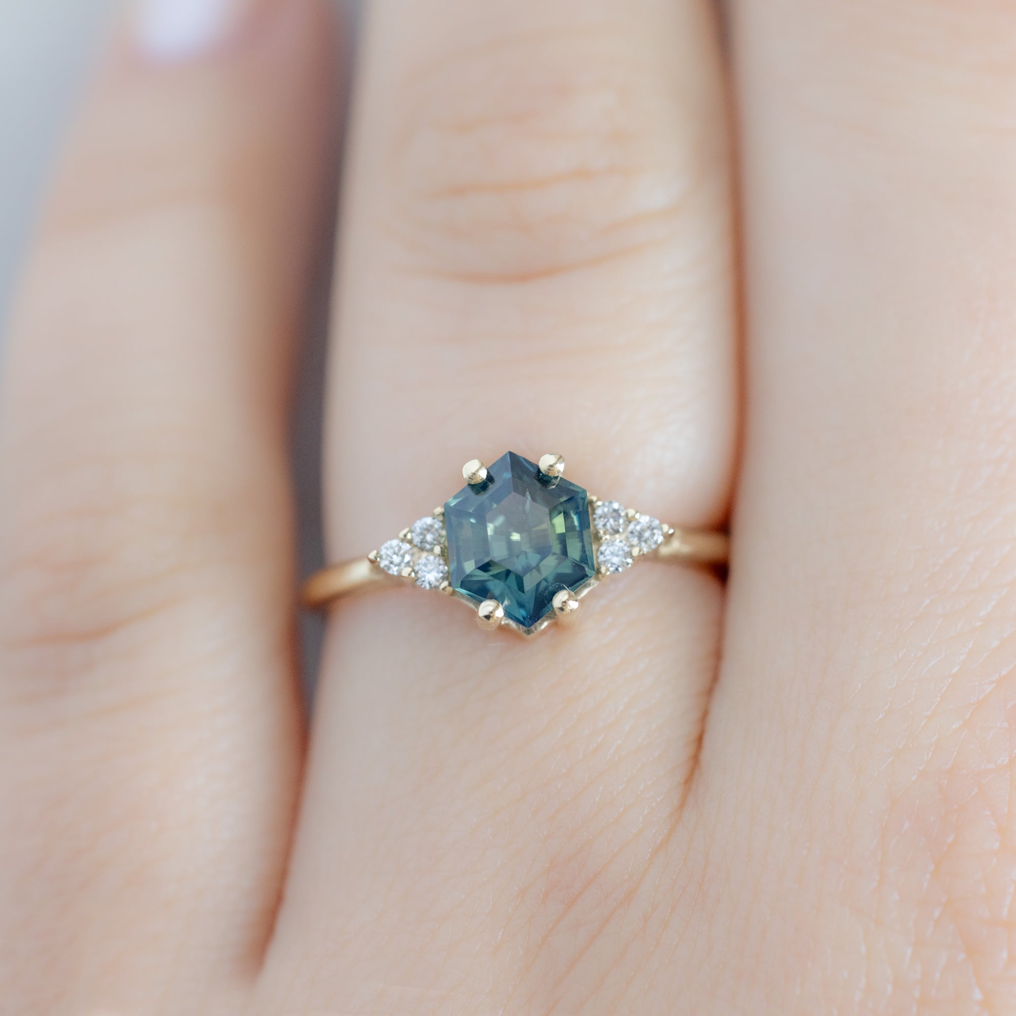 Alexis Russell  Engagement Rings The Ivy Ring | 1.37ct Hexagon Parti Sapphire in 14K Yellow Gold