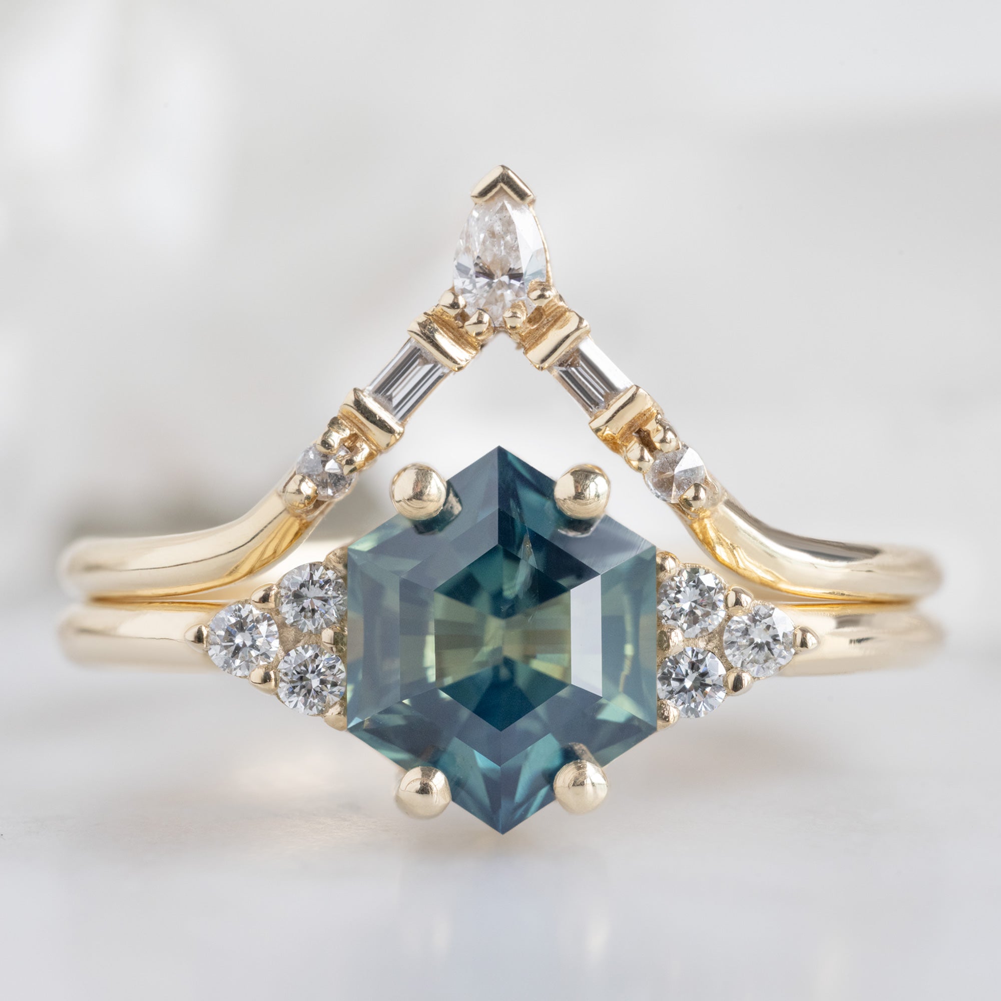 Alexis Russell  Engagement Rings The Ivy Ring | 1.37ct Hexagon Parti Sapphire in 14K Yellow Gold