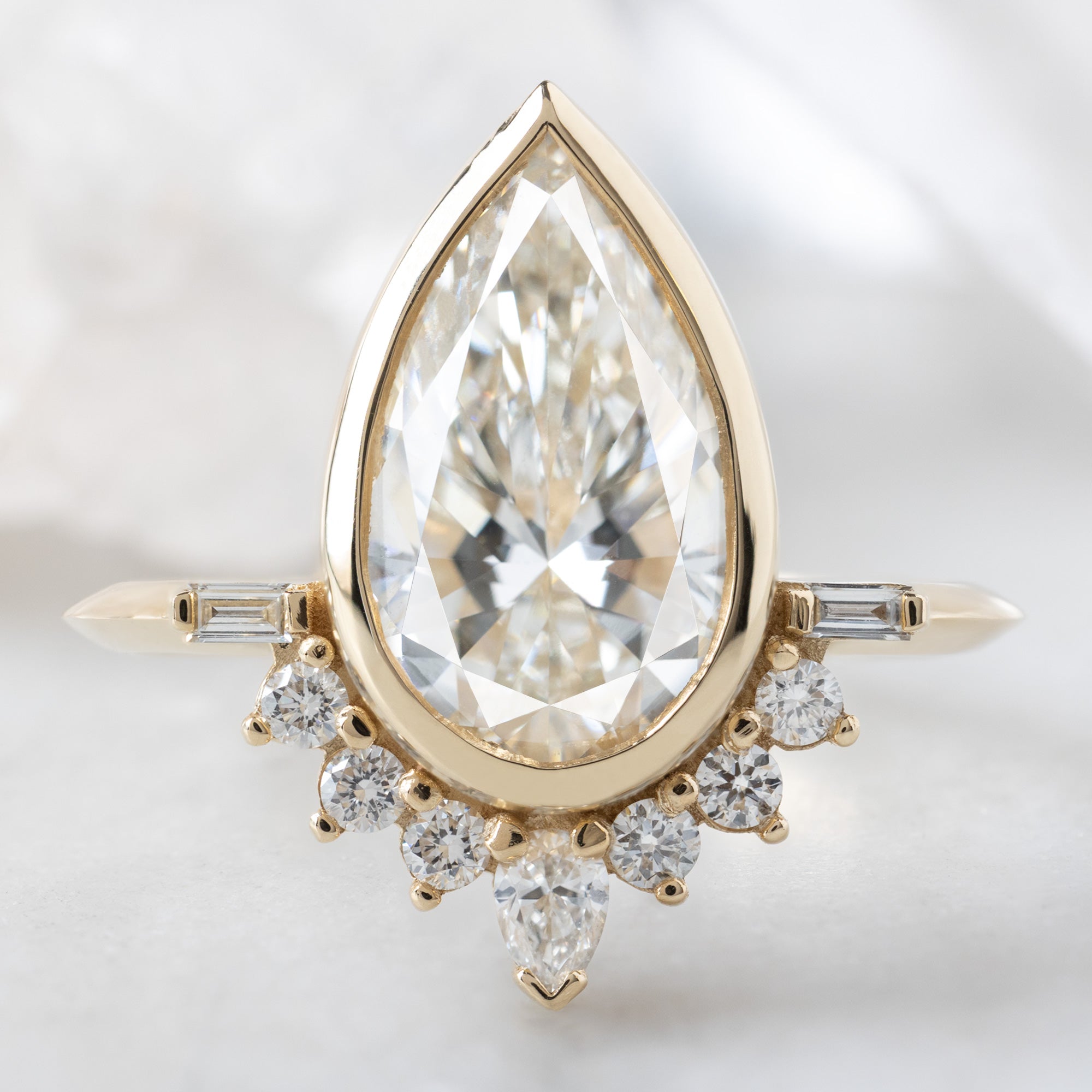 Alexis Russell  Engagement Rings The Posy Ring | 2.81ct Pear Lab Grown White Diamond in 14K Yellow Gold