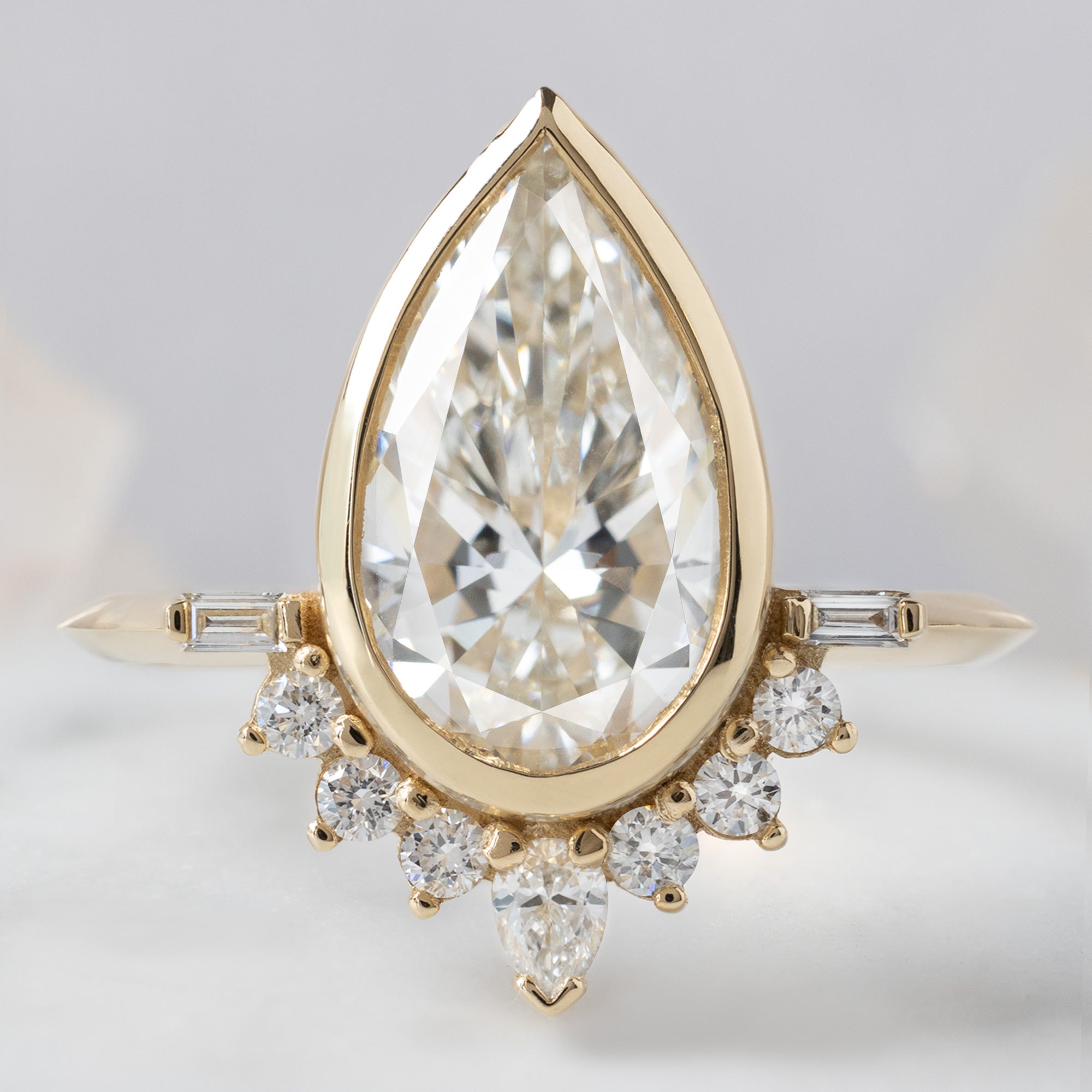 Alexis Russell  Engagement Rings The Posy Ring | 2.81ct Pear Lab Grown White Diamond in 14K Yellow Gold