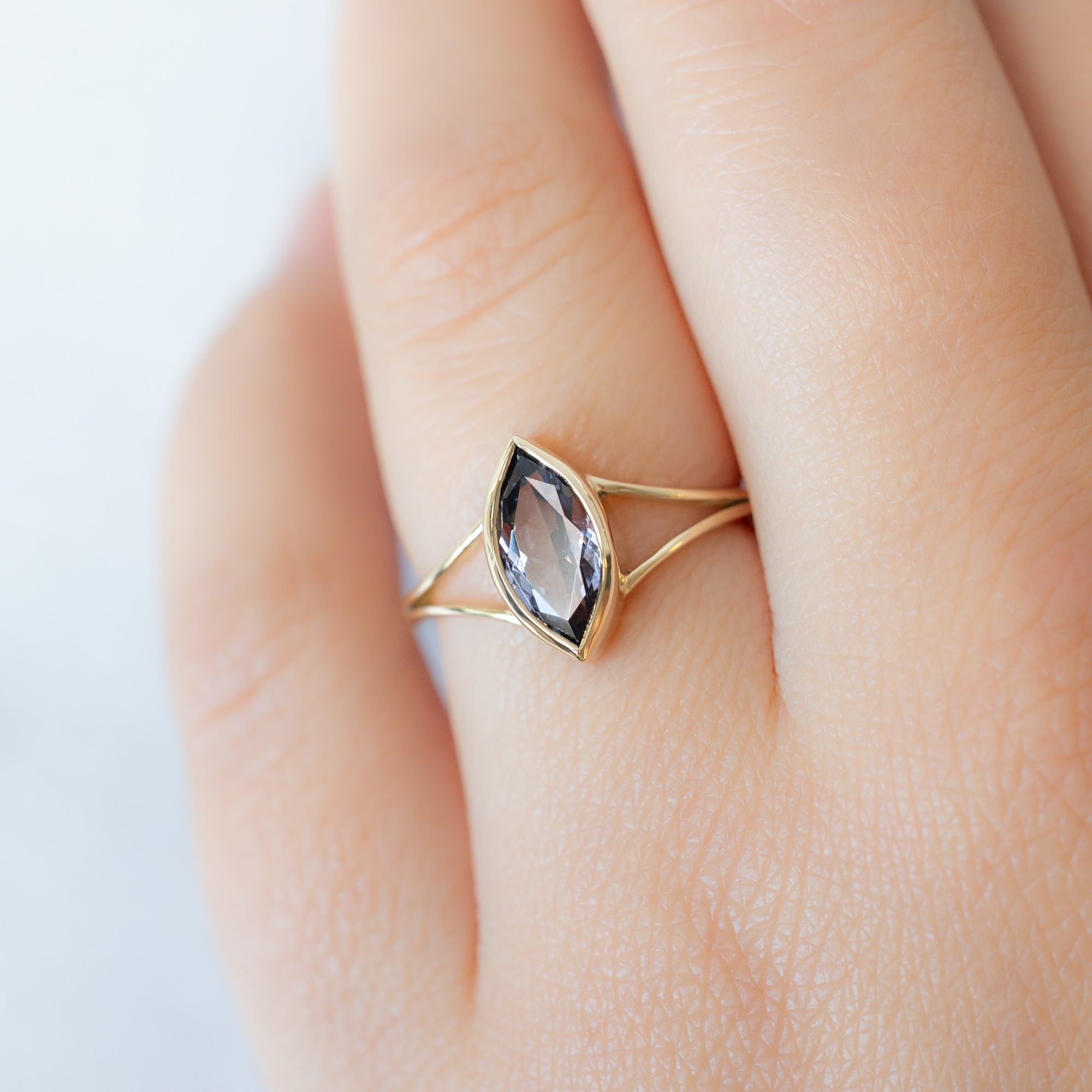 Alexis Russell  Engagement Rings The Magnolia Ring | 1.63ct Marquise Tanzanite in 14K Yellow Gold