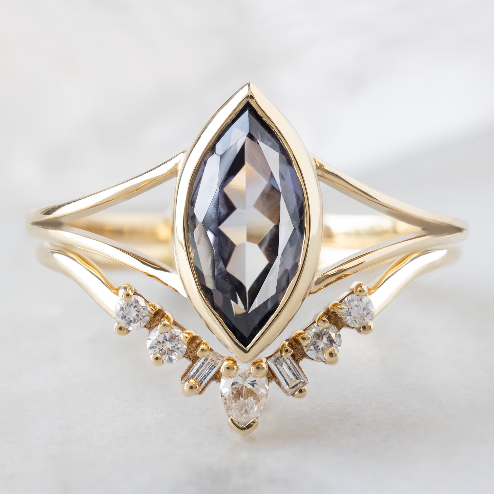 Alexis Russell  Engagement Rings The Magnolia Ring | 1.63ct Marquise Tanzanite in 14K Yellow Gold