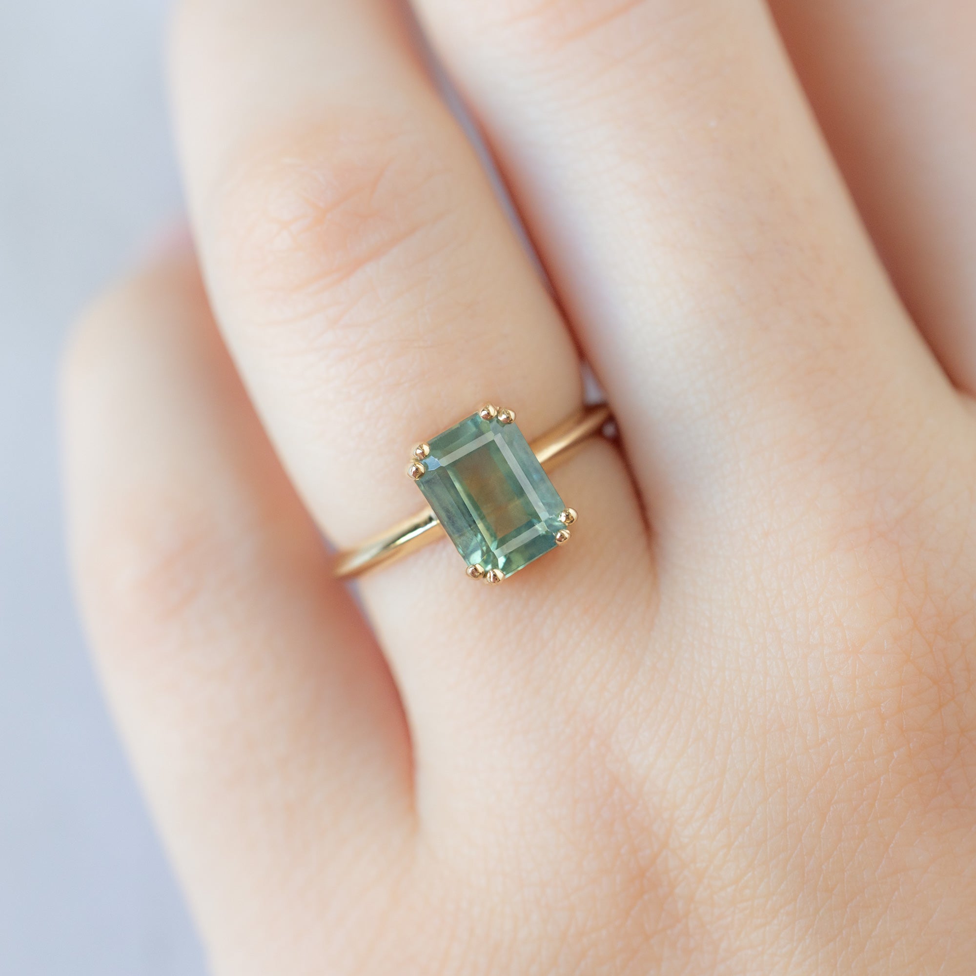 Alexis Russell  Engagement Rings The Bryn Ring | 2.97ct Emerald Cut Bi-Color Sapphire in 14K Yellow Gold