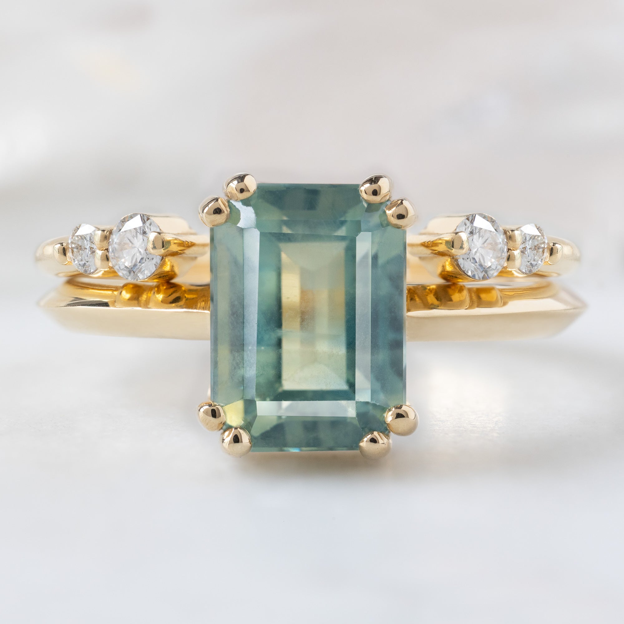 Alexis Russell  Engagement Rings The Bryn Ring | 2.97ct Emerald Cut Bi-Color Sapphire in 14K Yellow Gold