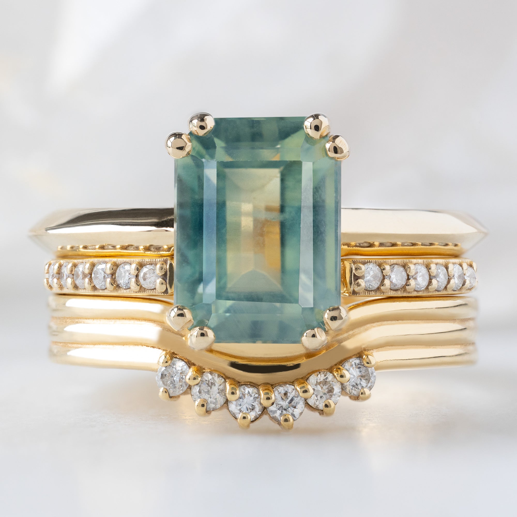 Alexis Russell  Engagement Rings The Bryn Ring | 2.97ct Emerald Cut Bi-Color Sapphire in 14K Yellow Gold