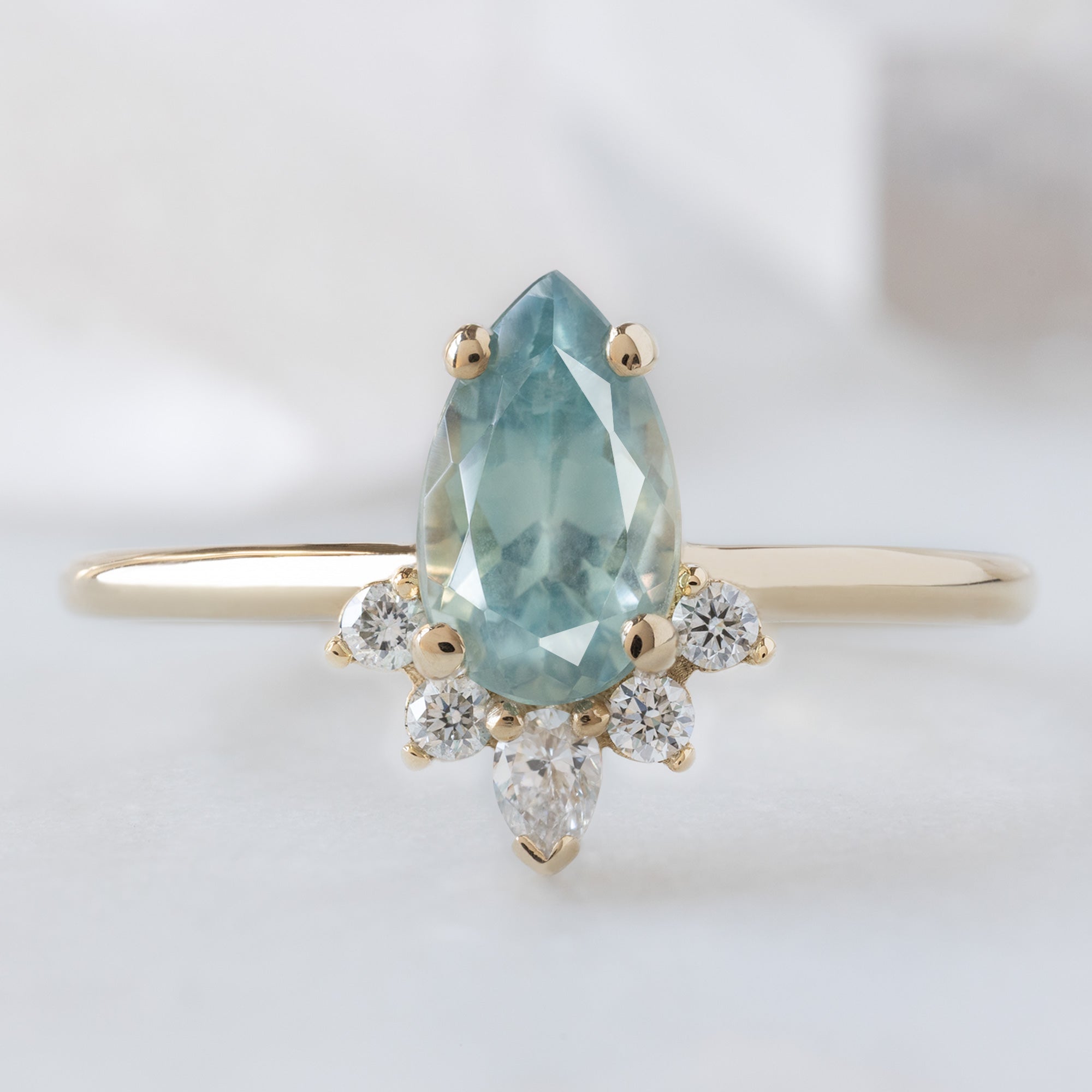 Alexis Russell  Engagement Rings The Aster Ring | 1.18ct Pear Blue Sapphire in 14K Yellow Gold