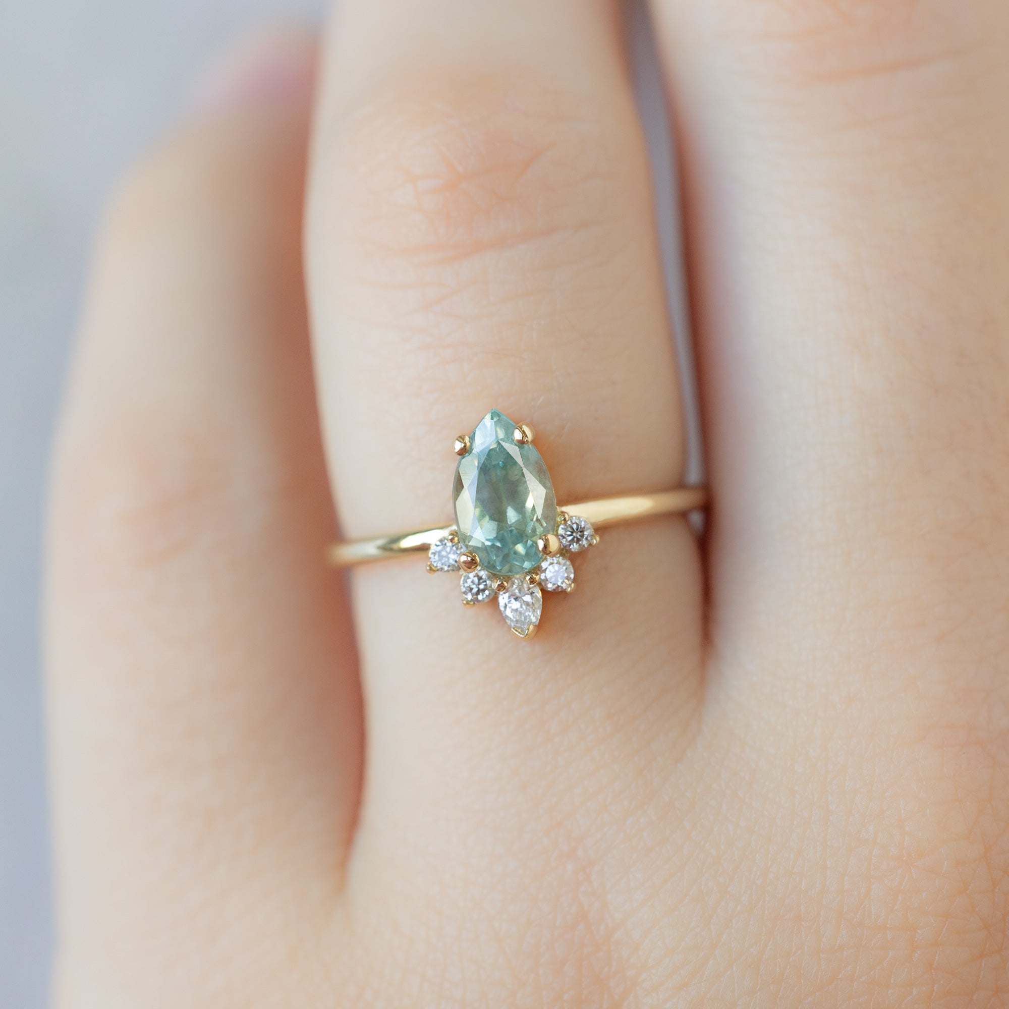 Alexis Russell  Engagement Rings The Aster Ring | 1.18ct Pear Blue Sapphire in 14K Yellow Gold