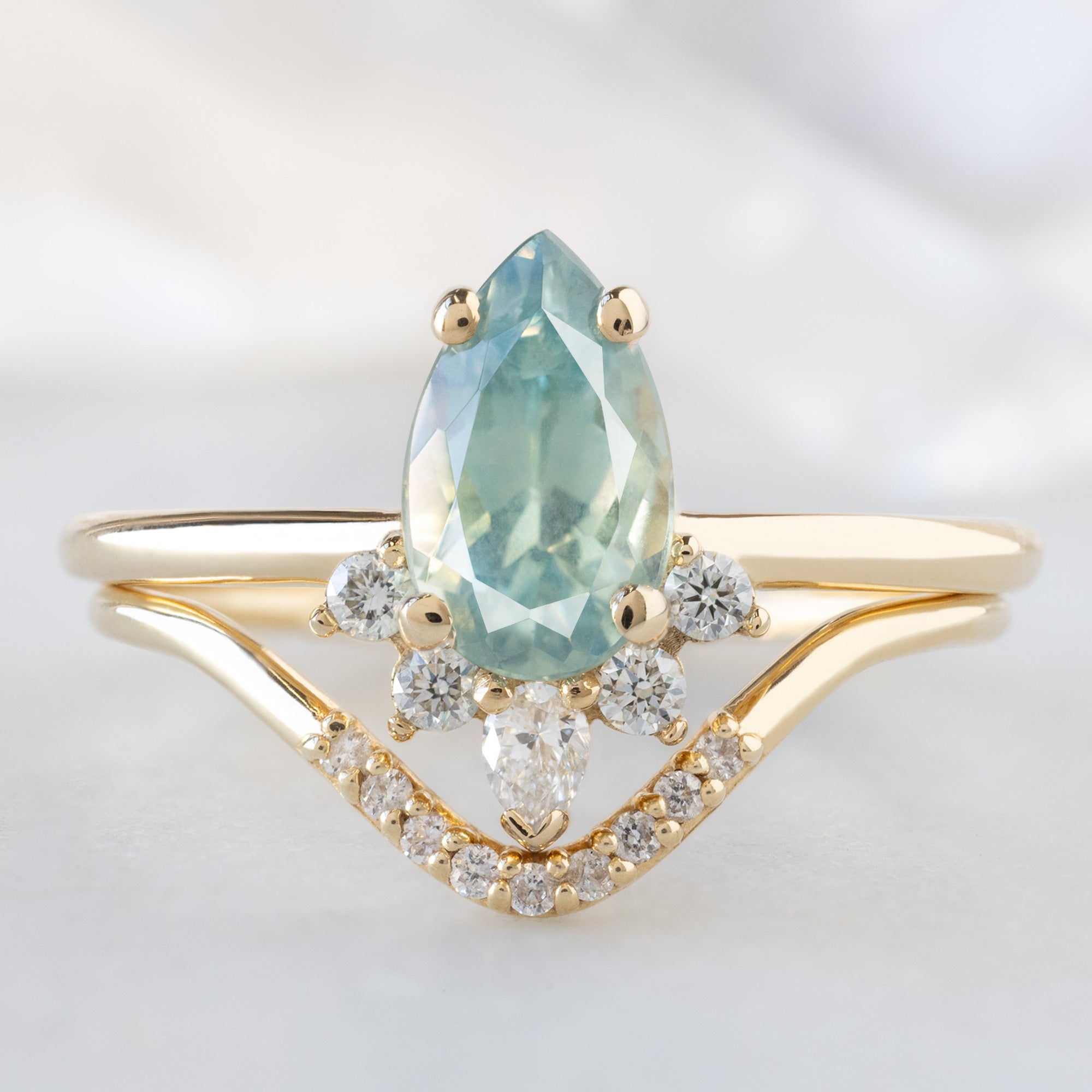 Alexis Russell  Engagement Rings The Aster Ring | 1.18ct Pear Blue Sapphire in 14K Yellow Gold