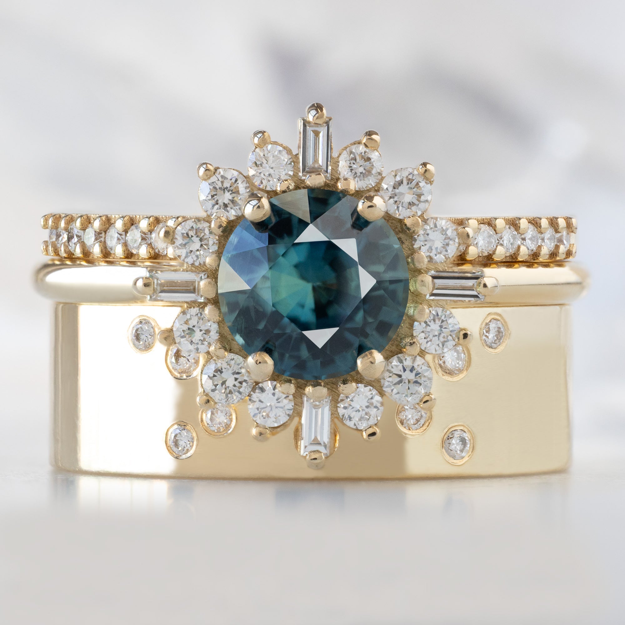 Alexis Russell  Engagement Rings The Compass Ring | 1.19ct Round Blue Sapphire in 14K Yellow Gold