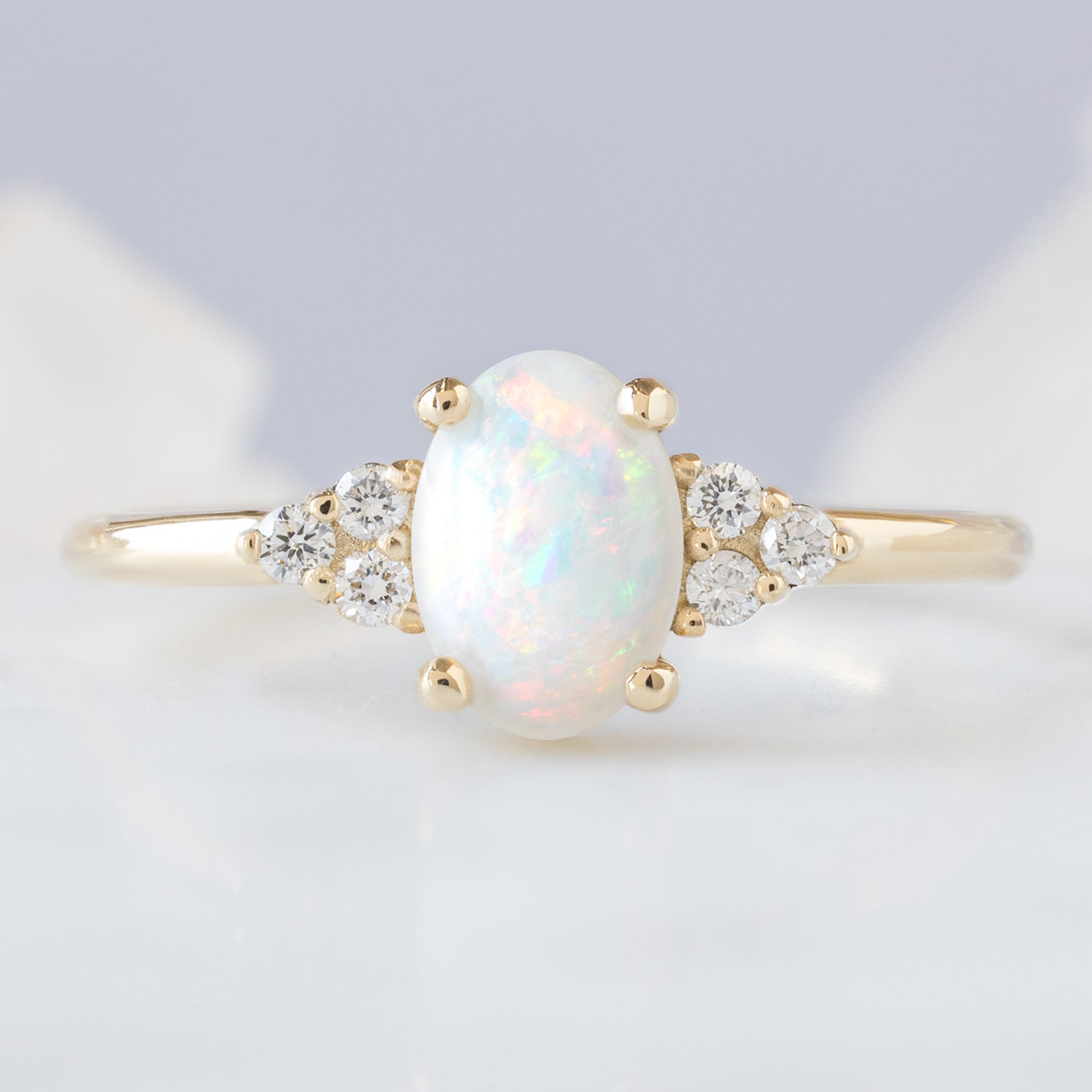 Alexis Russell  Engagement Rings The Ivy Ring | 0.44ct Oval Australian Opal in 14K Yellow Gold
