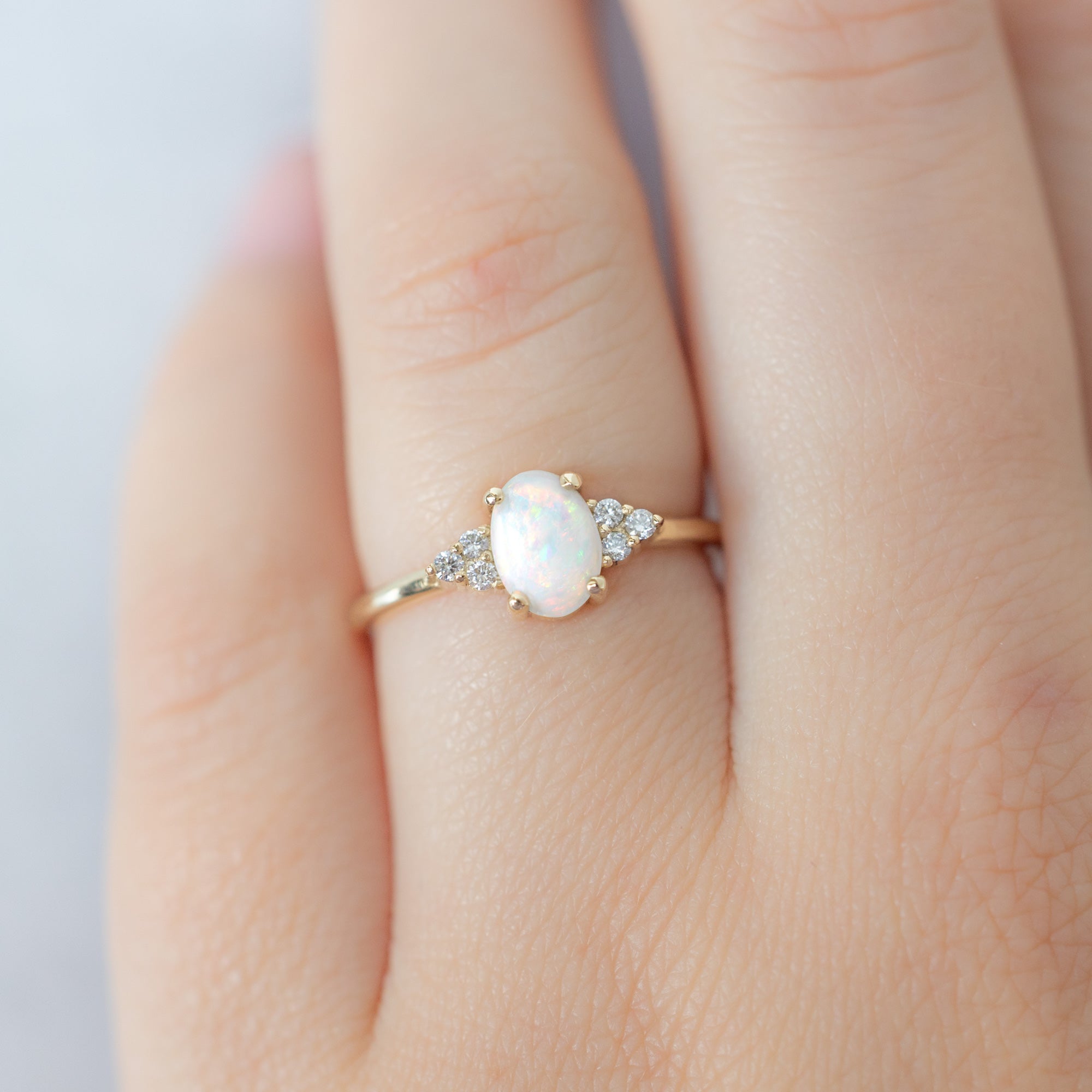Alexis Russell  Engagement Rings The Ivy Ring | 0.44ct Oval Australian Opal in 14K Yellow Gold