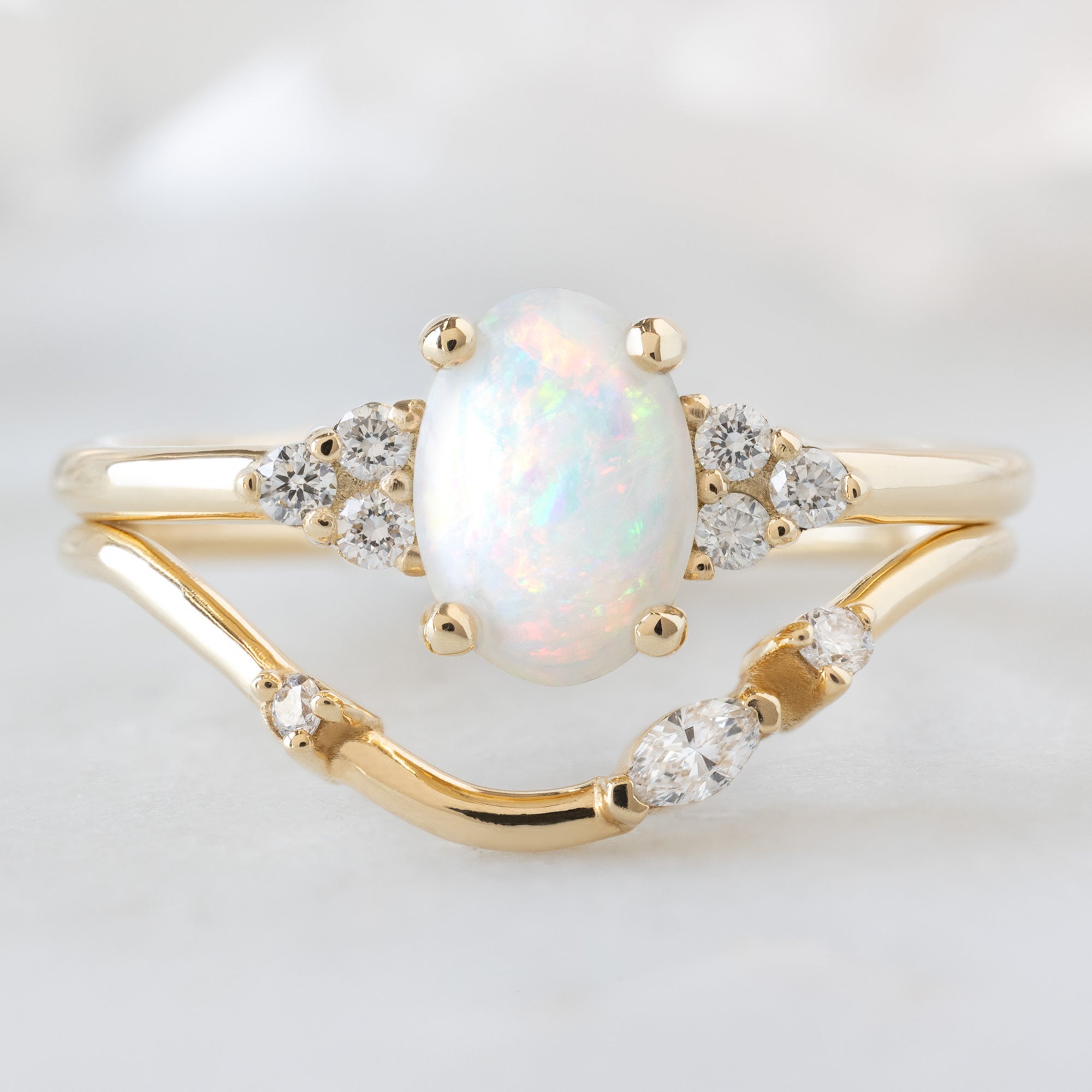 Alexis Russell  Engagement Rings The Ivy Ring | 0.44ct Oval Australian Opal in 14K Yellow Gold