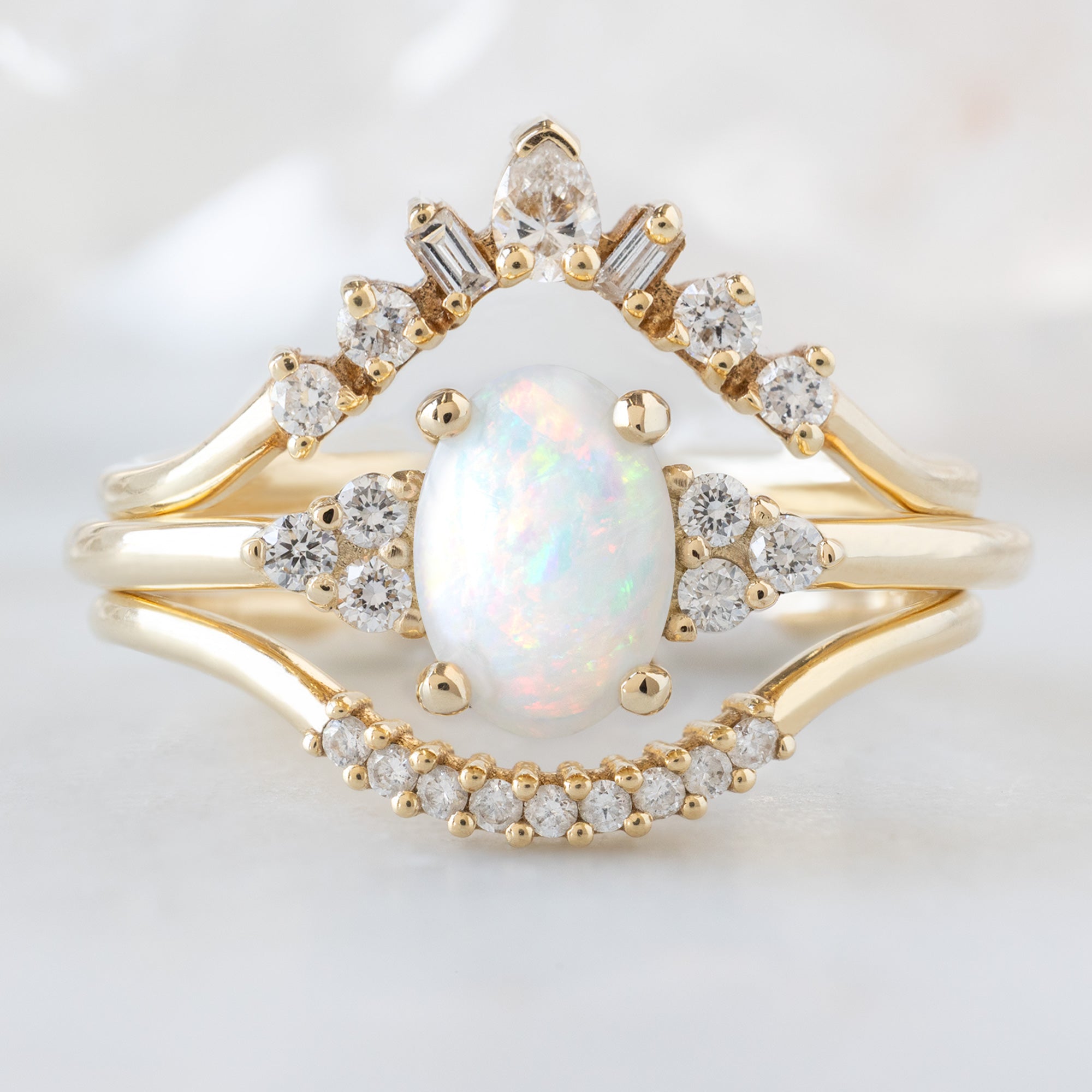 Alexis Russell  Engagement Rings The Ivy Ring | 0.44ct Oval Australian Opal in 14K Yellow Gold