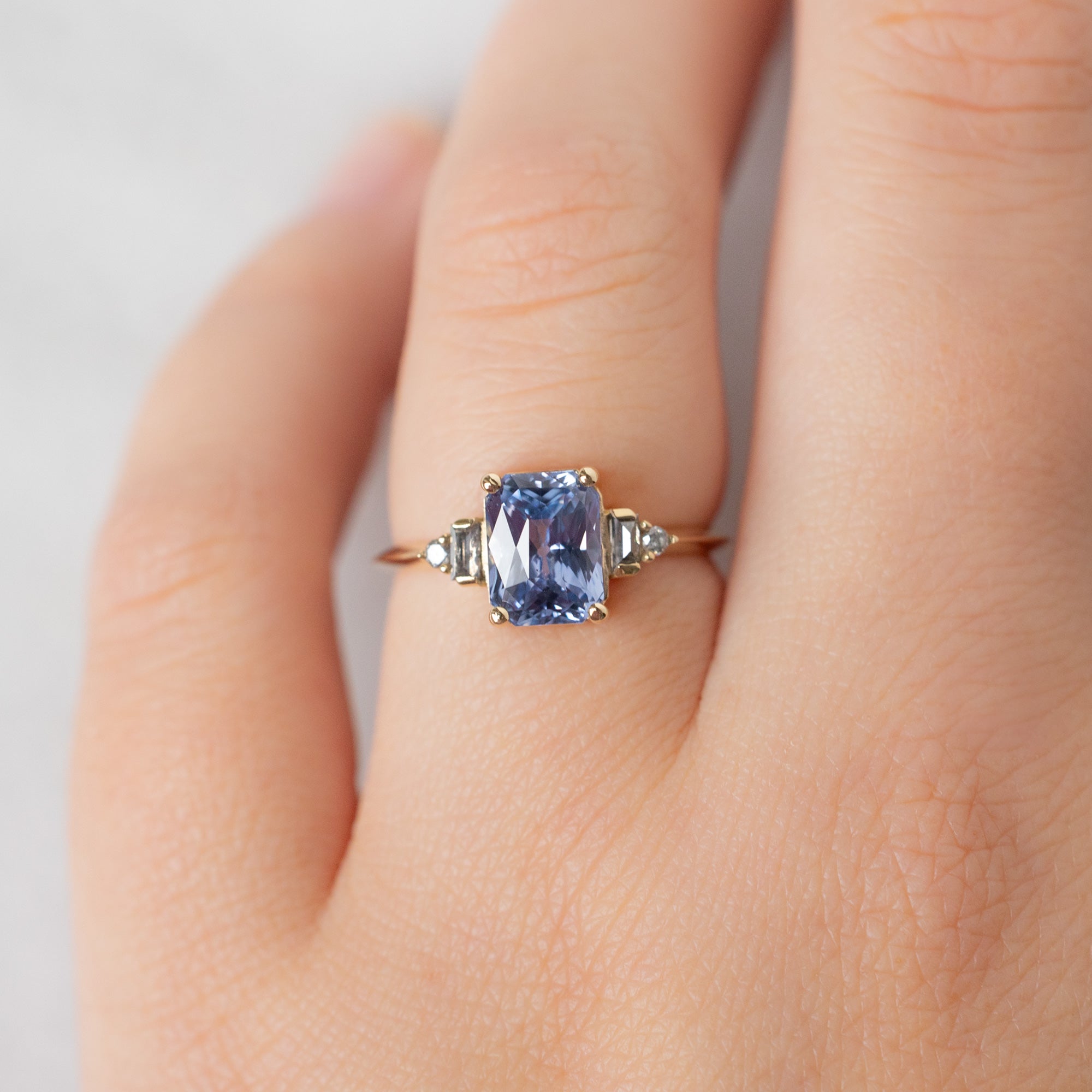Alexis Russell  Engagement Rings The Primrose Ring | 2.36ct Emerald Cut Sapphire in 14K Yellow Gold