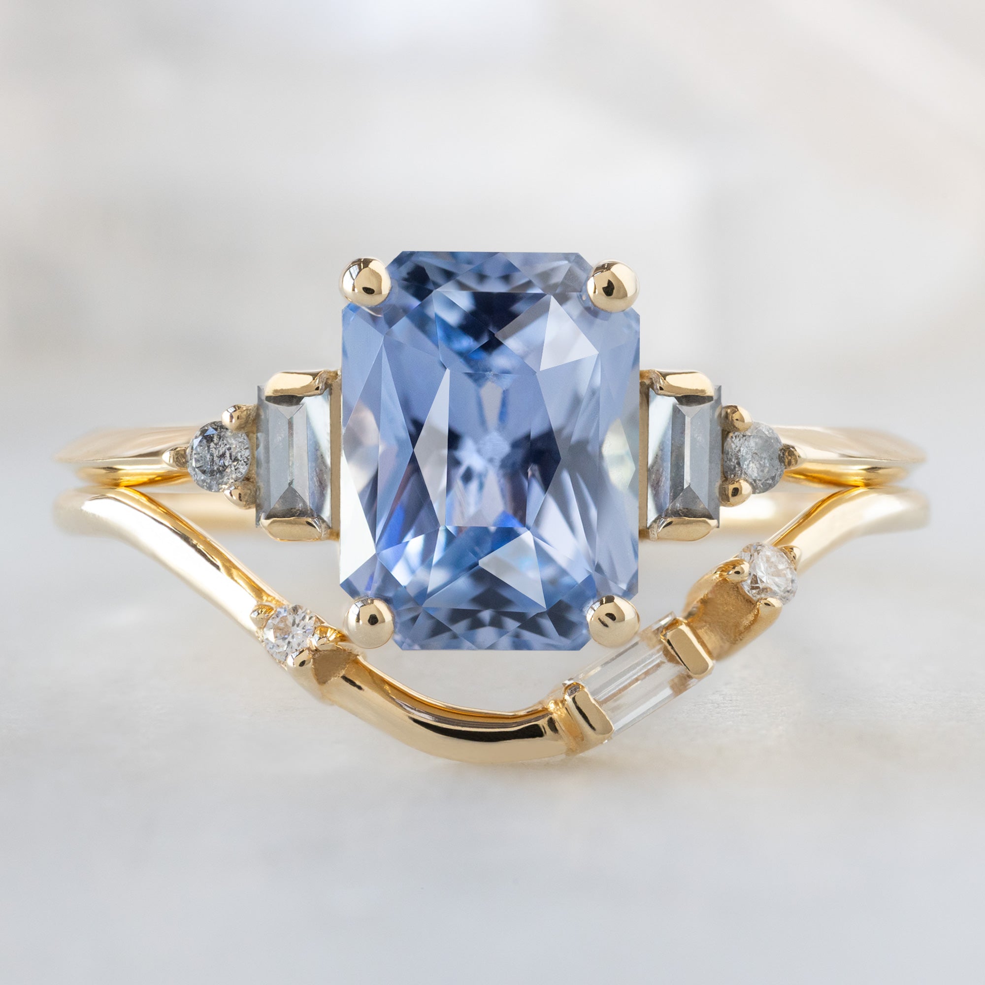 Alexis Russell  Engagement Rings The Primrose Ring | 2.36ct Emerald Cut Sapphire in 14K Yellow Gold