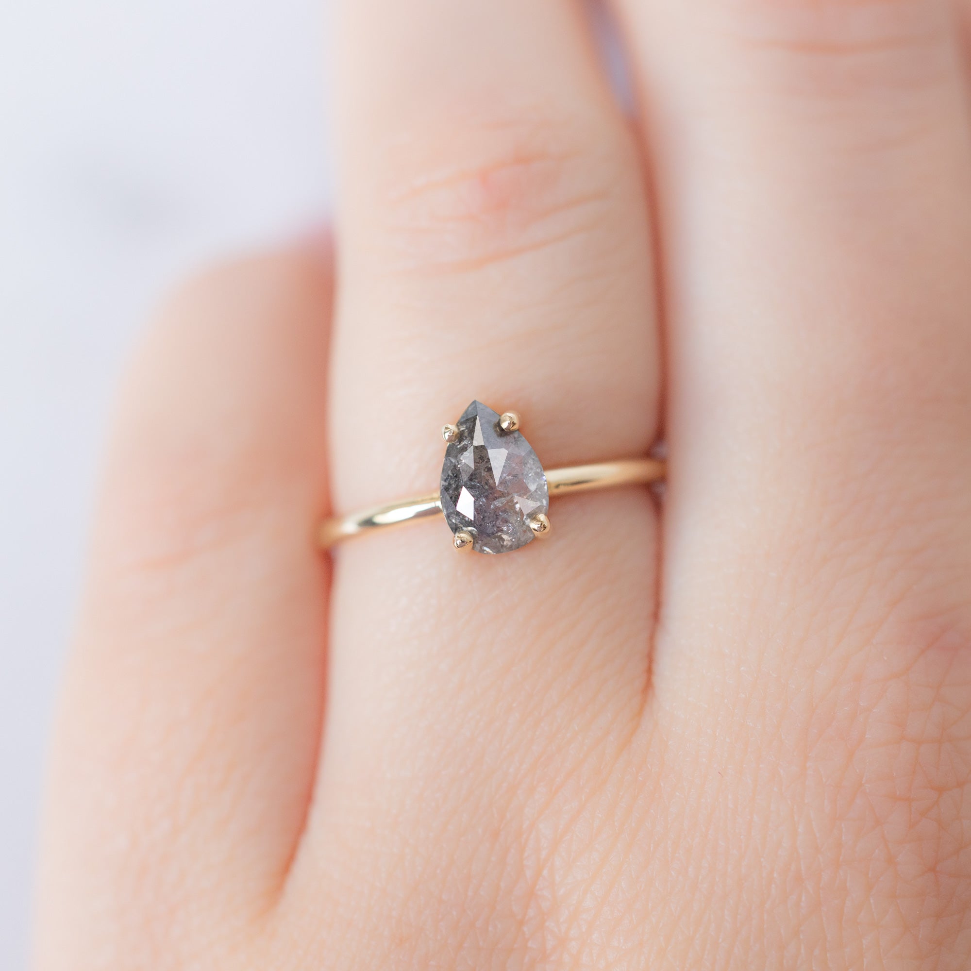 Alexis Russell  Engagement Rings The Bryn Ring | 1.01ct Pear Salt and Pepper Diamond in 14K Yellow Gold