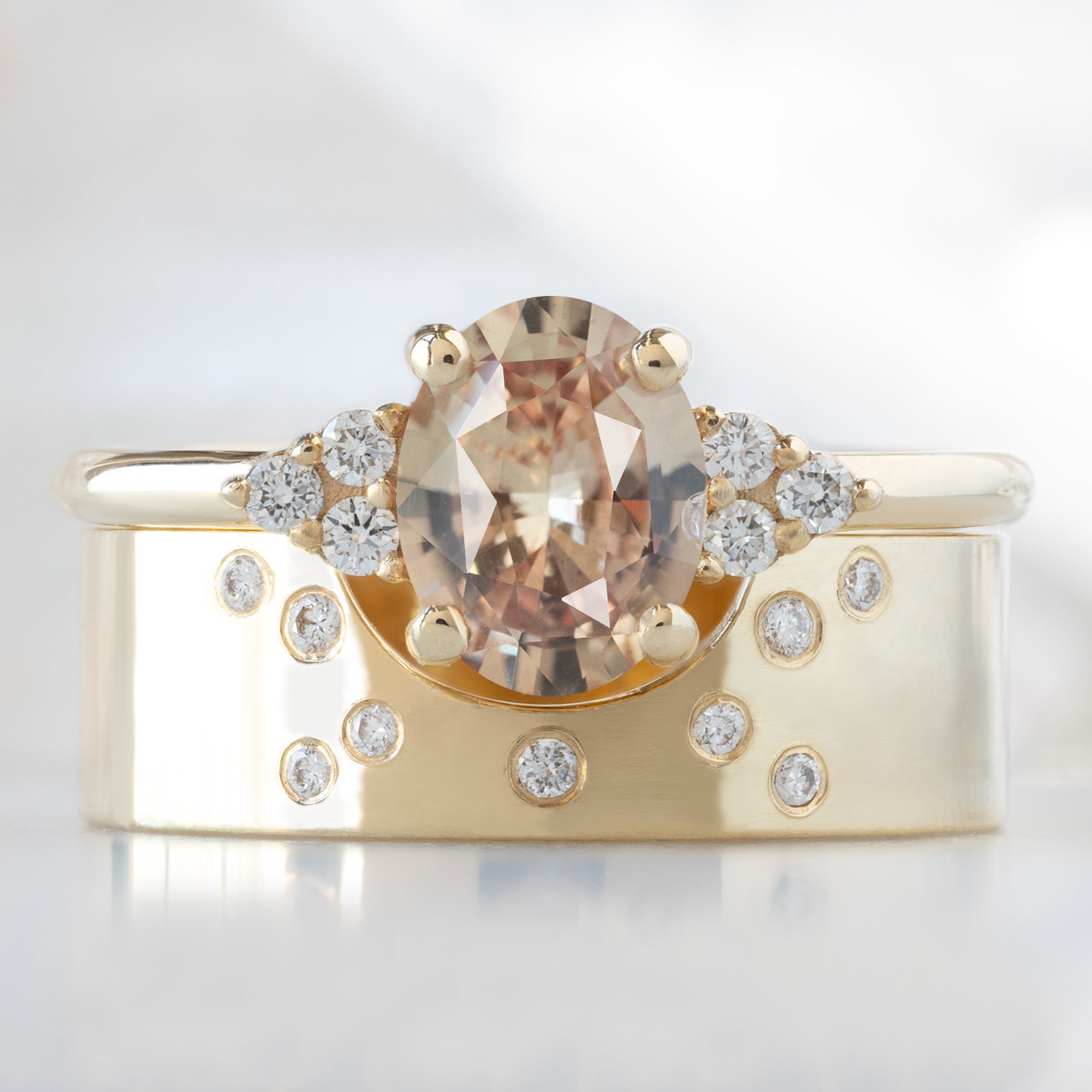 Alexis Russell  Engagement Rings The Ivy Ring | 1.13ct Oval Peach Sapphire in 14K Yellow Gold