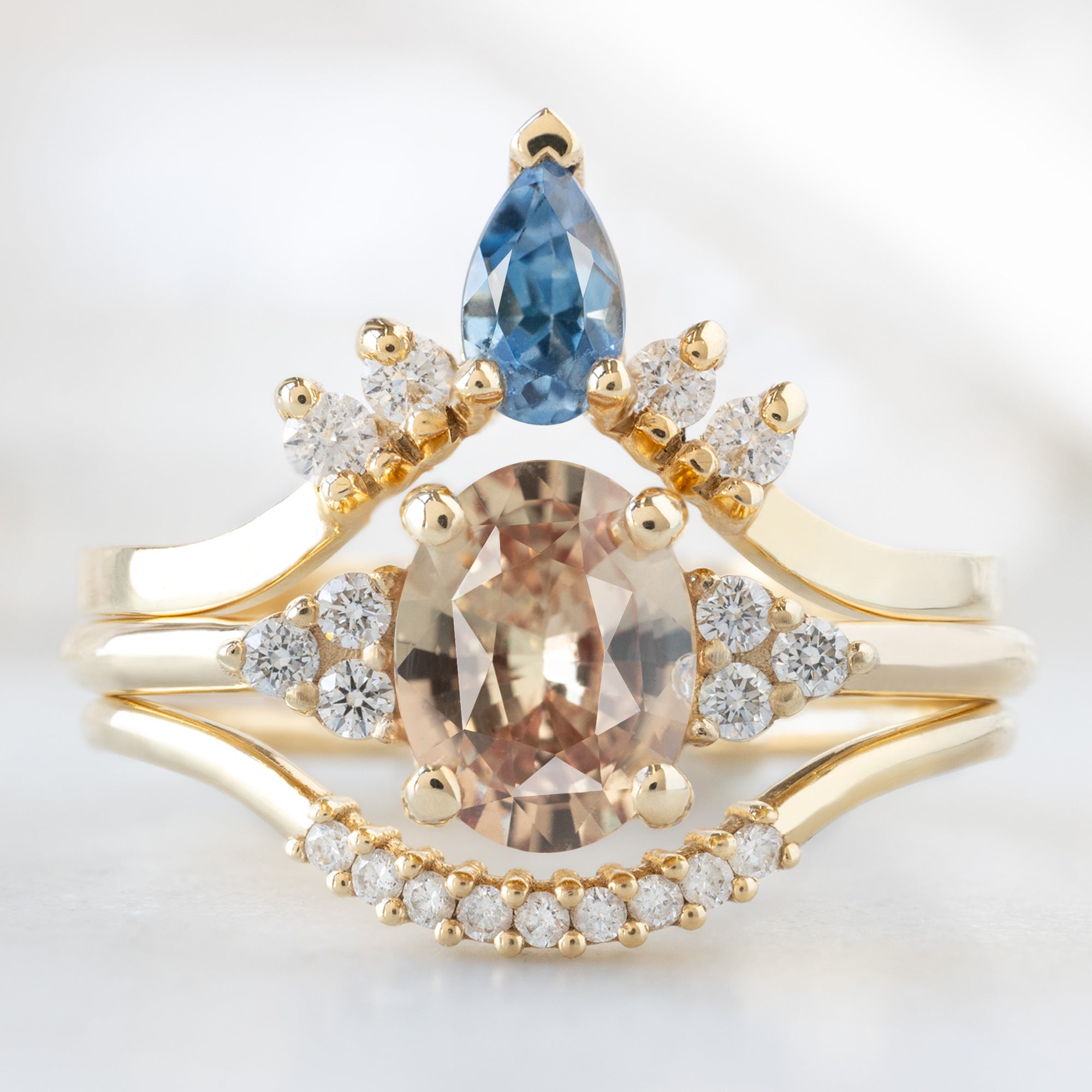 Alexis Russell  Engagement Rings The Ivy Ring | 1.13ct Oval Peach Sapphire in 14K Yellow Gold