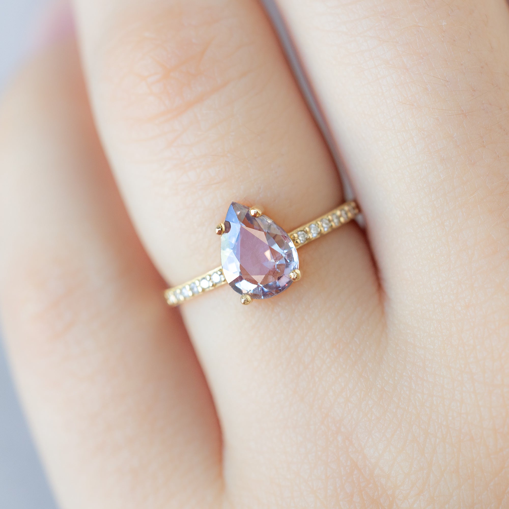 Alexis Russell  Engagement Rings The Willow Ring | 1.38ct Pear Violet Sapphire in 14K Yellow Gold
