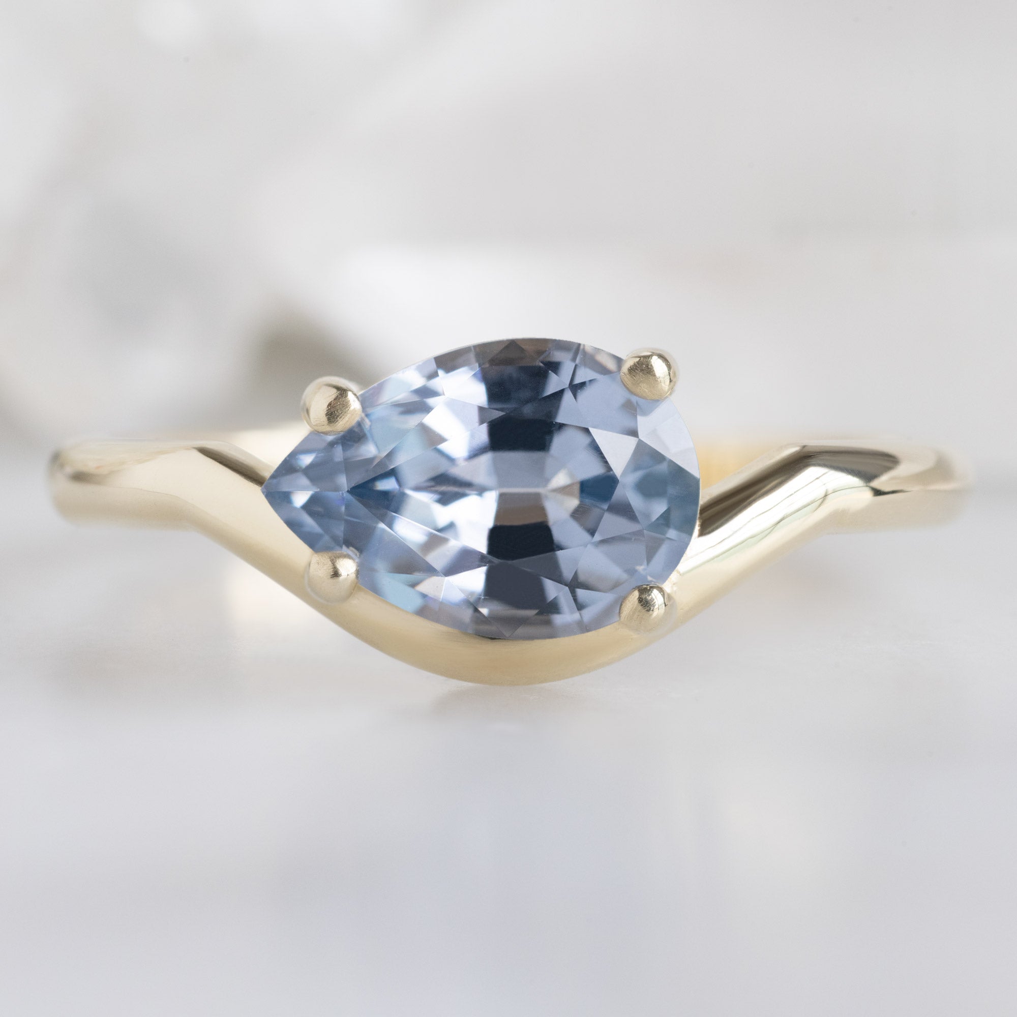 Alexis Russell Engagement Rings The Wave Ring | 1.29ct Pear Lavender Spinel in 14k Yellow Gold