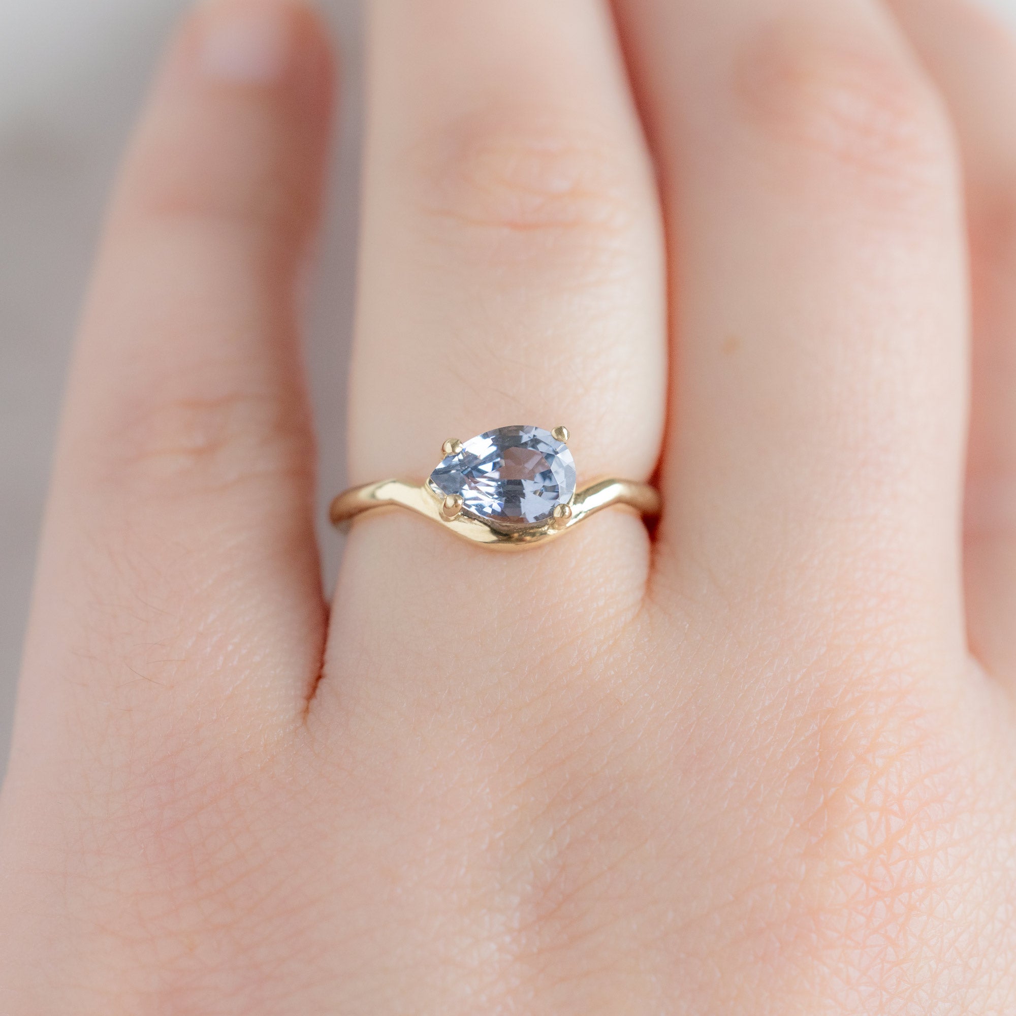 Alexis Russell Engagement Rings The Wave Ring | 1.29ct Pear Lavender Spinel in 14k Yellow Gold