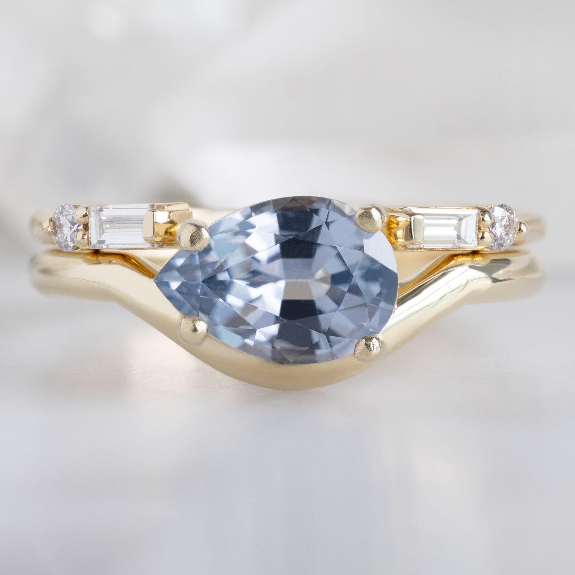 Alexis Russell Engagement Rings The Wave Ring | 1.29ct Pear Lavender Spinel in 14k Yellow Gold