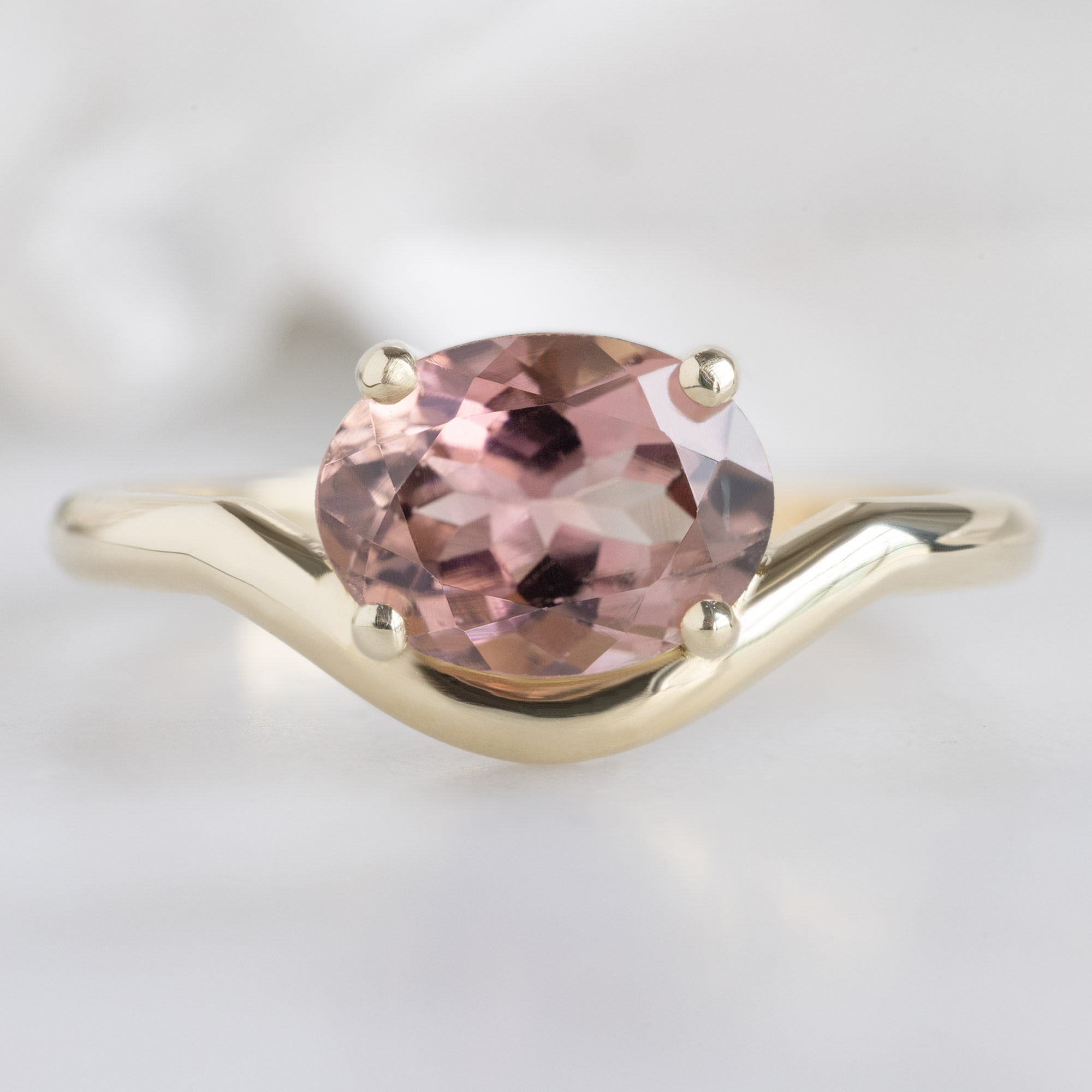 Alexis Russell Engagement Rings The Wave Ring | 1.35ct Oval Pink Tourmaline in 14k Yellow Gold