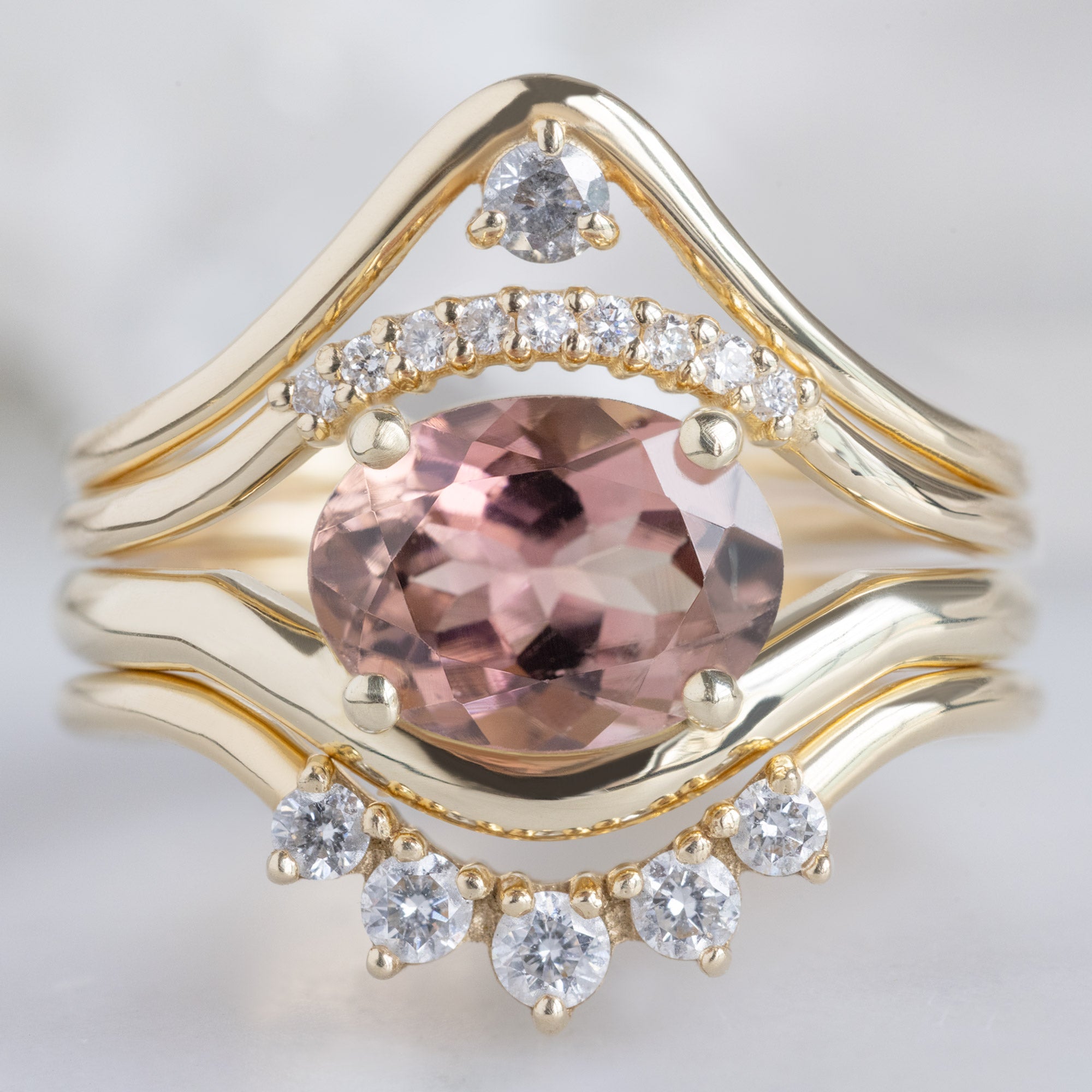 Alexis Russell Engagement Rings The Wave Ring | 1.35ct Oval Pink Tourmaline in 14k Yellow Gold