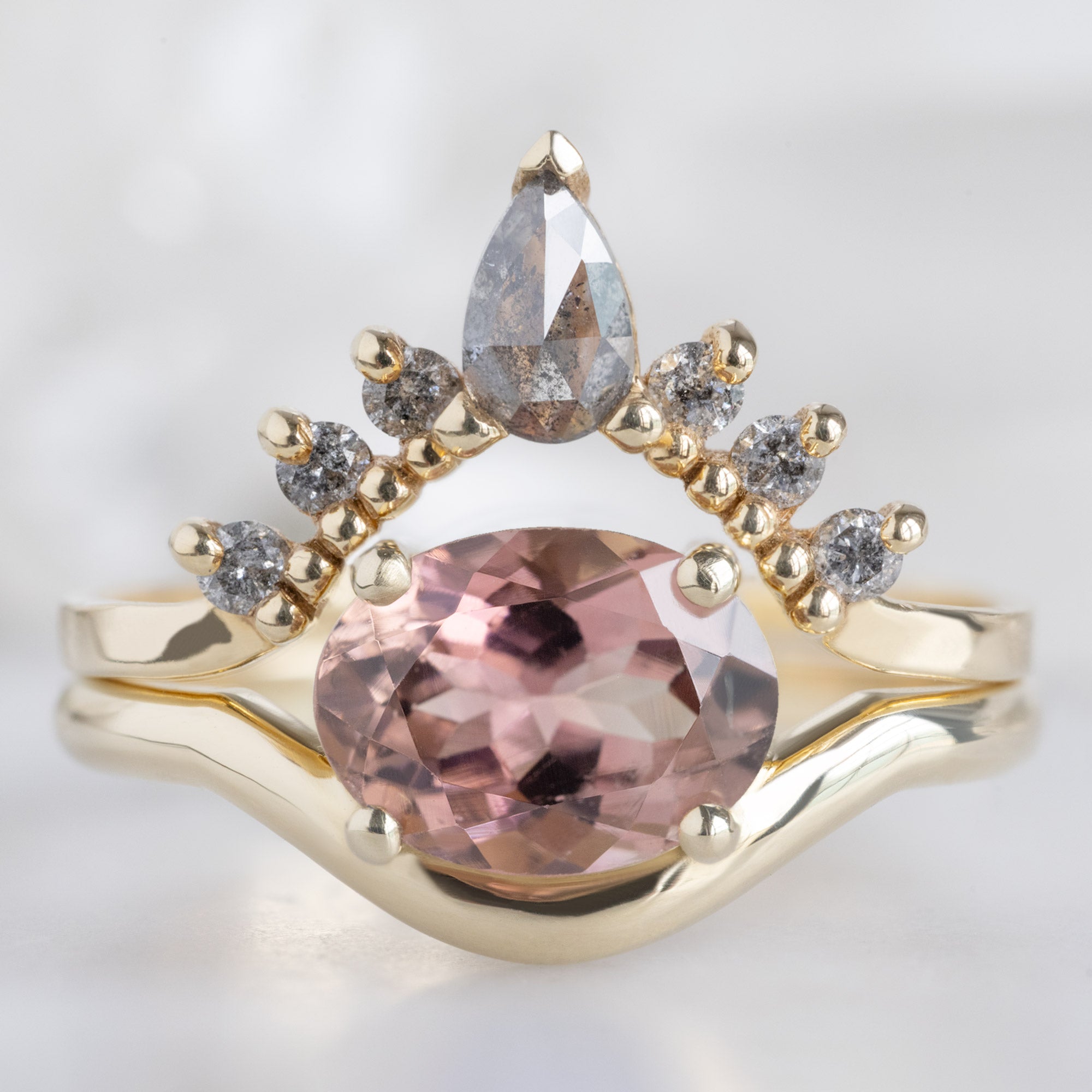 Alexis Russell Engagement Rings The Wave Ring | 1.35ct Oval Pink Tourmaline in 14k Yellow Gold