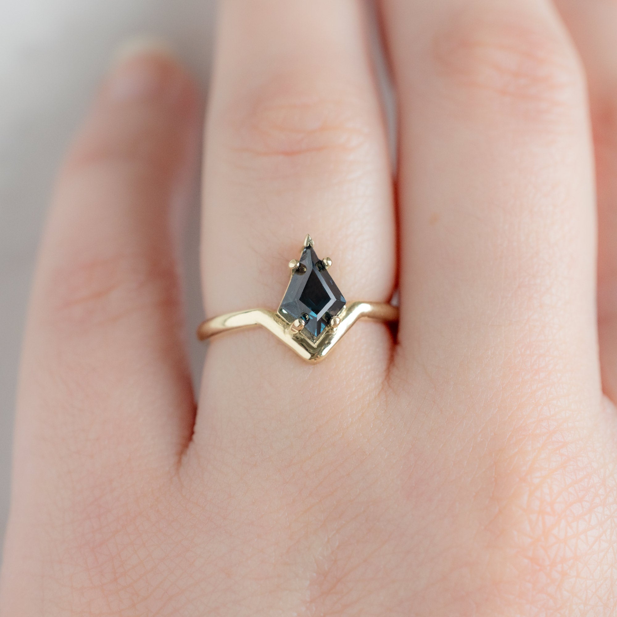 Alexis Russell  Engagement Rings The Wave Ring | 1.08ct Kite Blue Spinel in 14k Yellow Gold