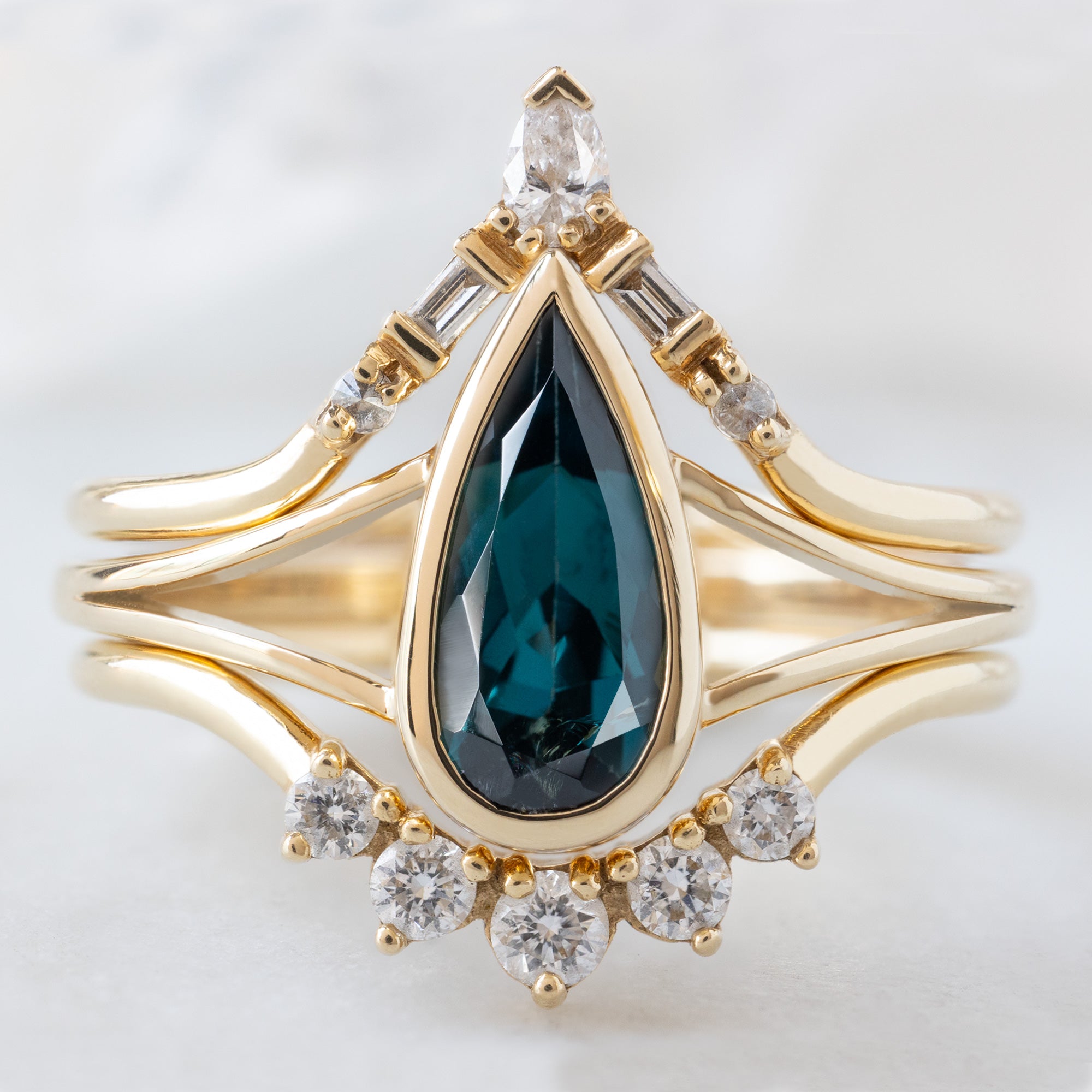 Alexis Russell  Engagement Rings The Magnolia Ring | 1.48ct Pear Blue Sapphire in 14K Yellow Gold